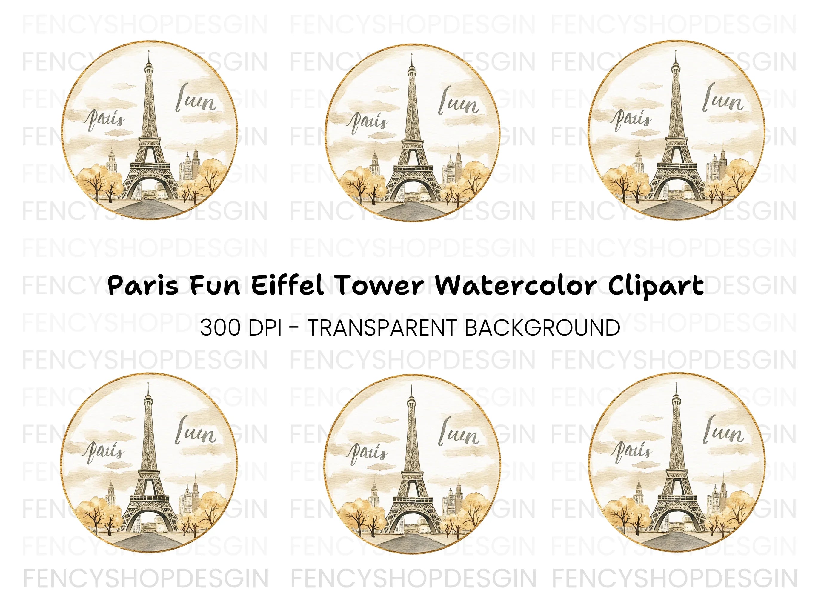 Eiffel Tower Paris Clipart Bundle