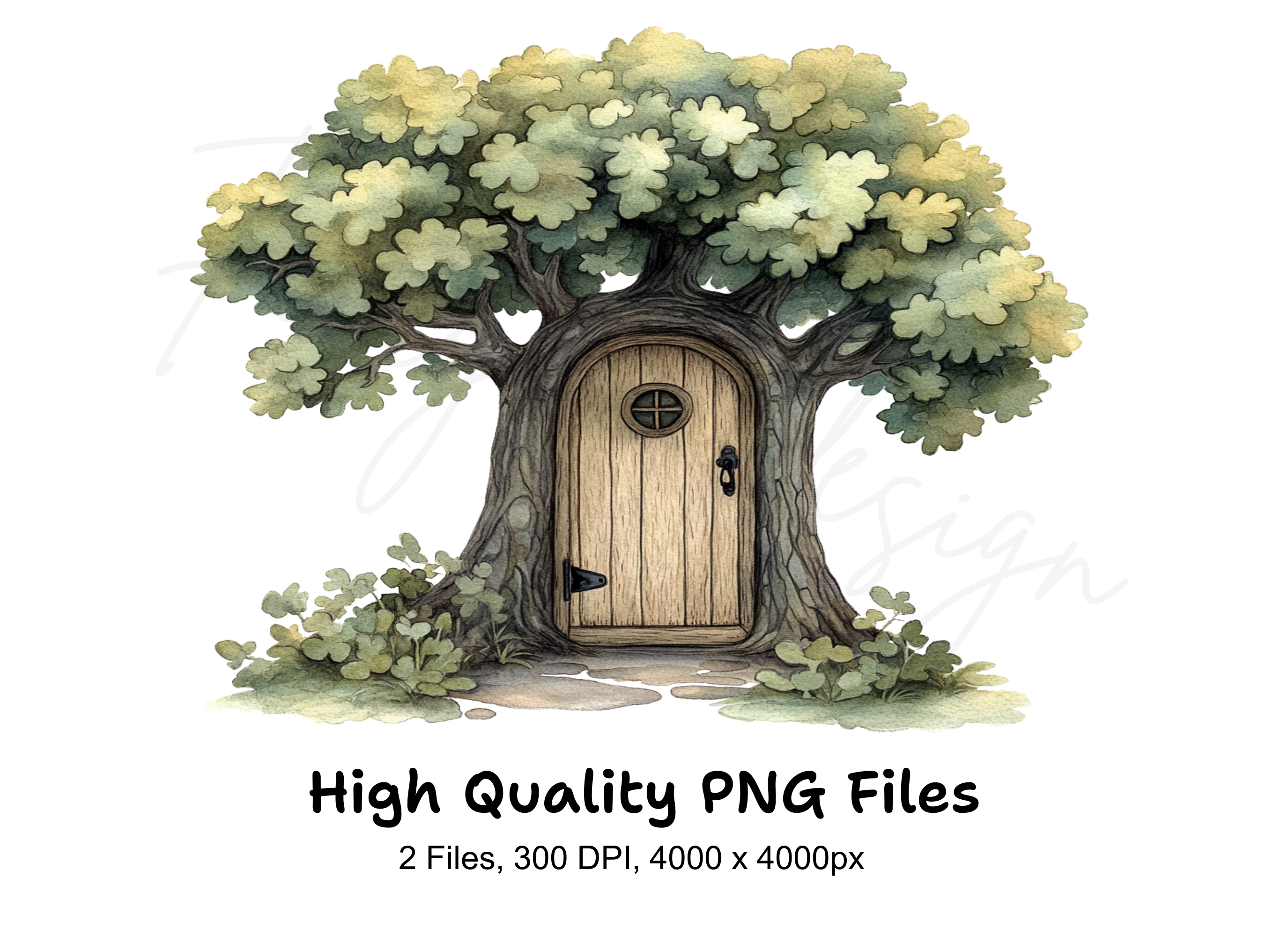 Whimsical Tree House Door Clipart Bundle