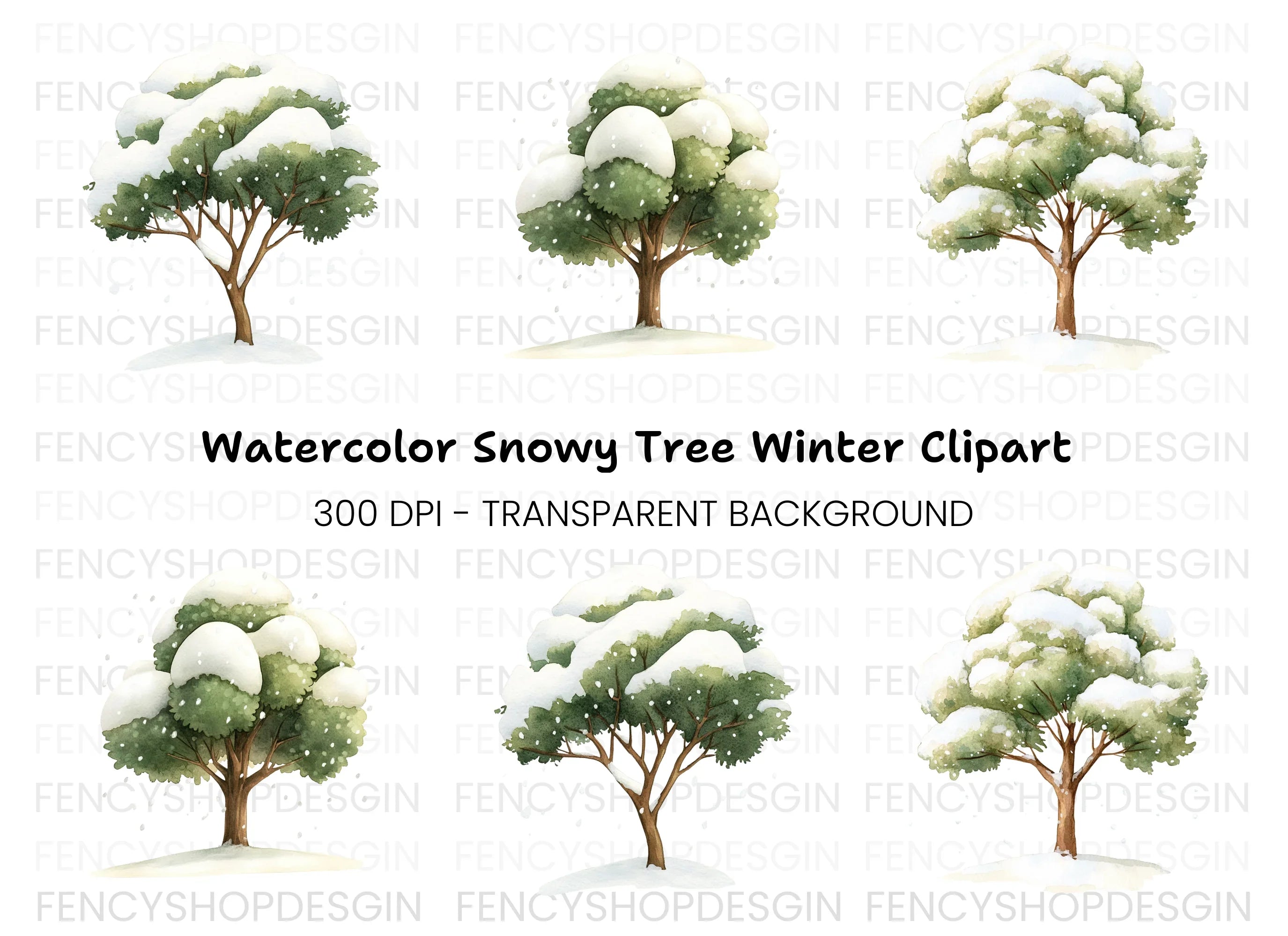 Winter Trees Clipart Bundle