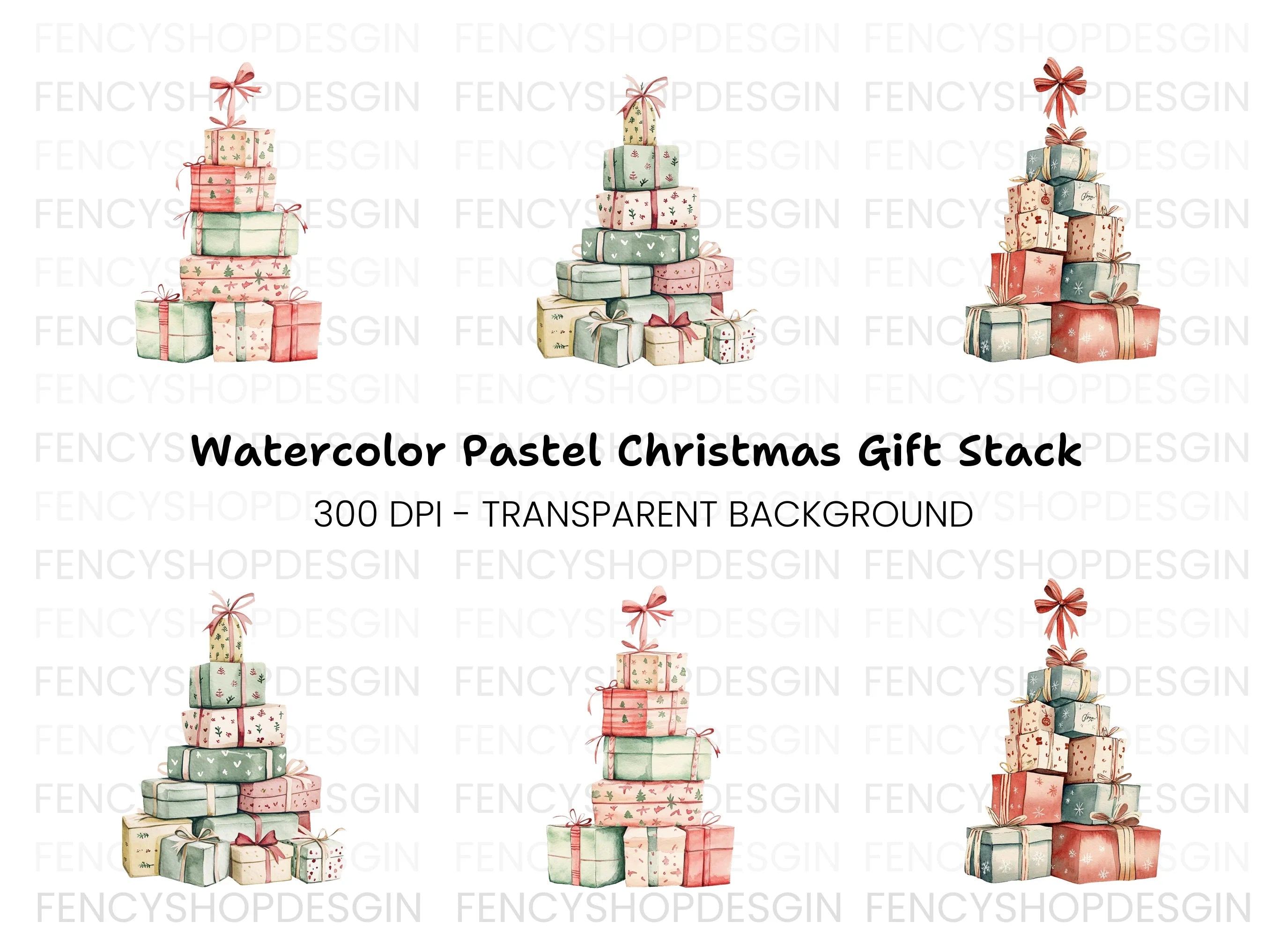 Stacked Christmas Presents Clipart Bundle