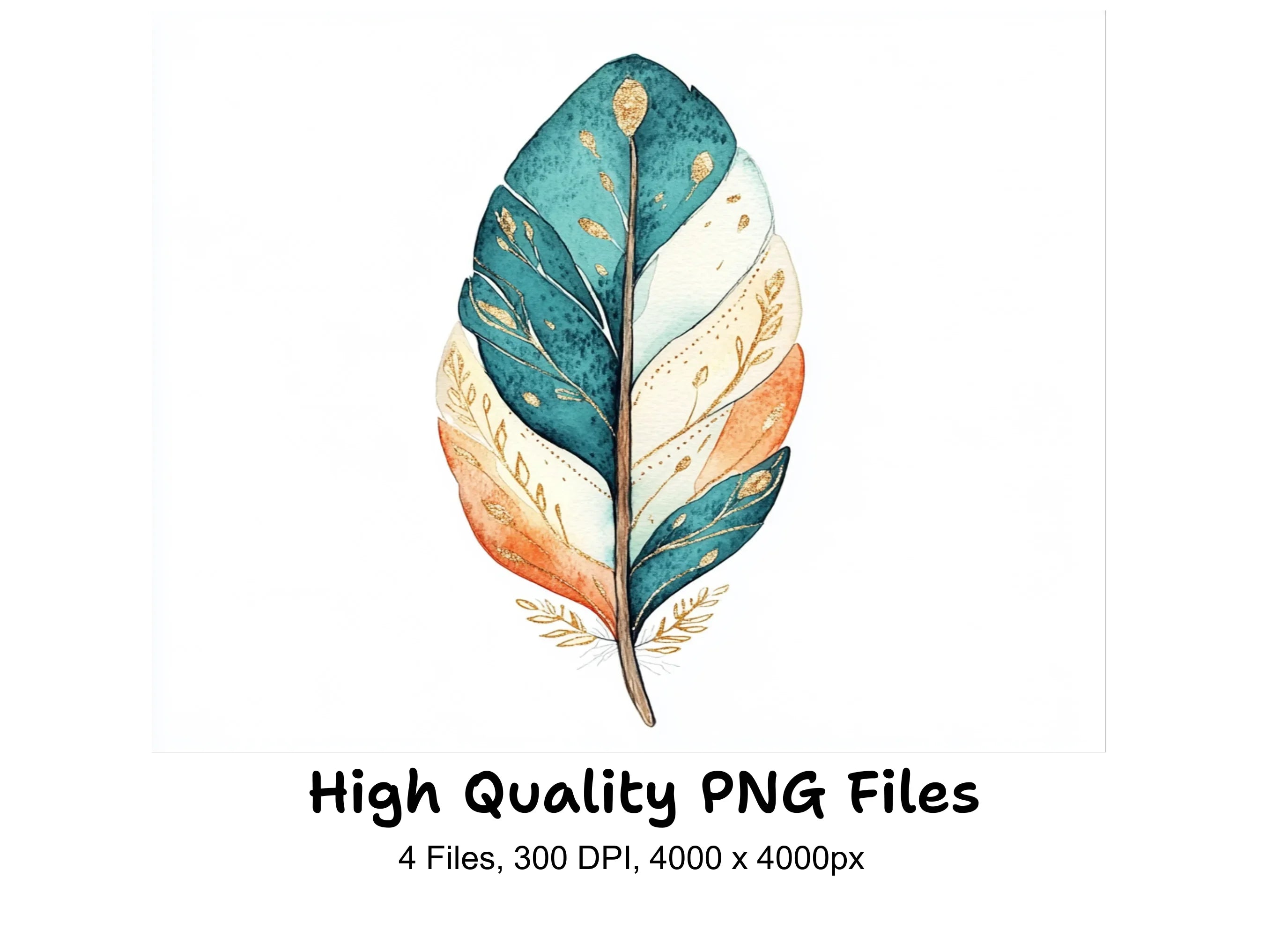 Boho Chic Feather Clipart Bundle