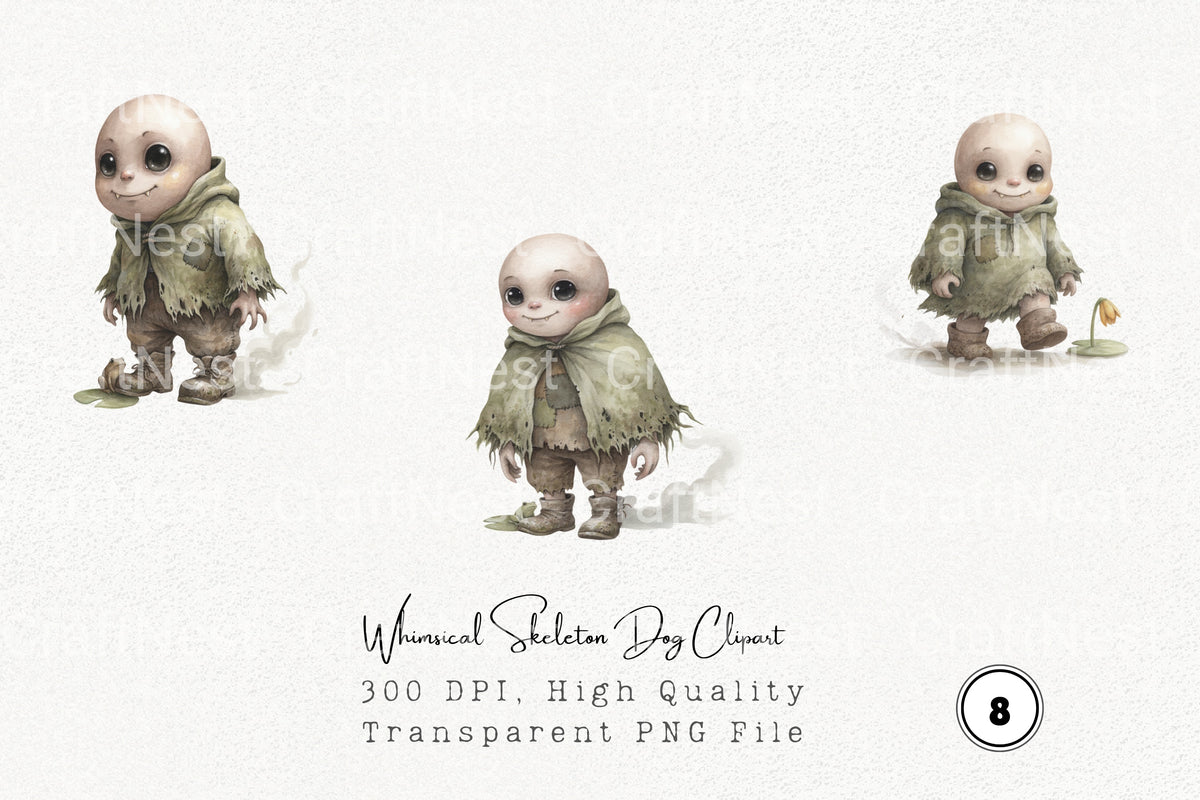 Whimsical Skeleton Dog Clipart Bundle