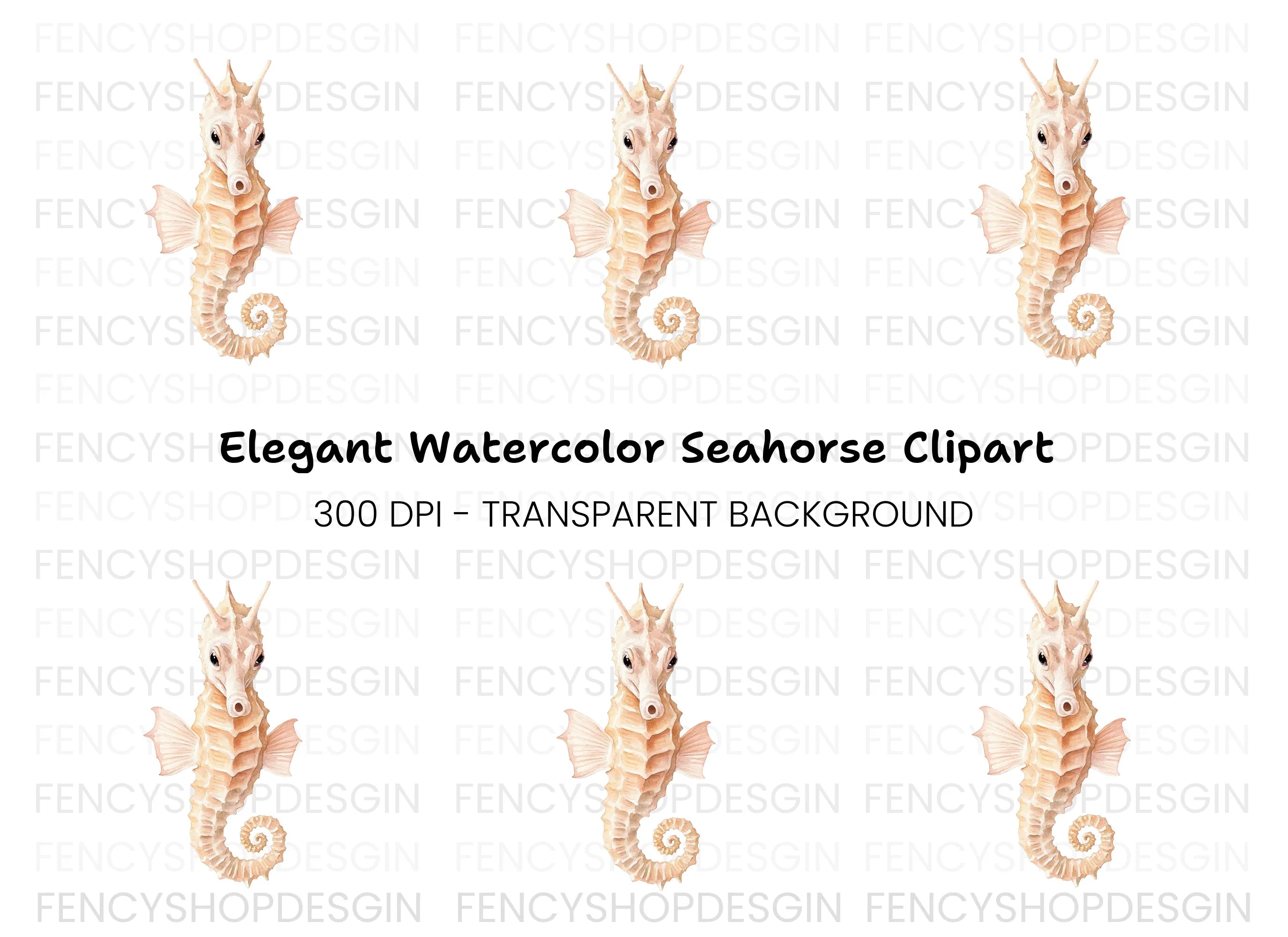 Front View Seahorse Clipart Bundle
