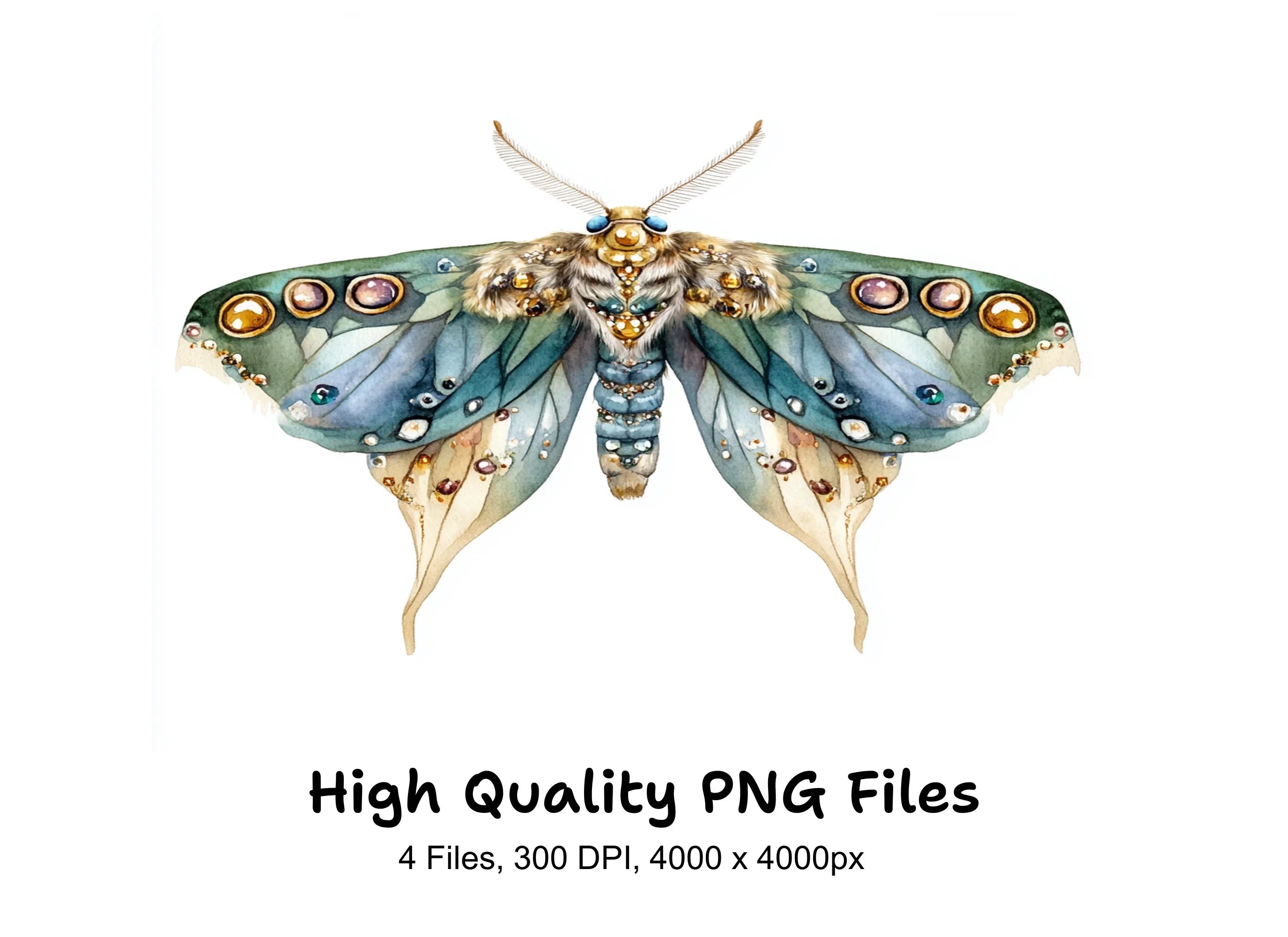 Jeweled Moth Clipart Bundle