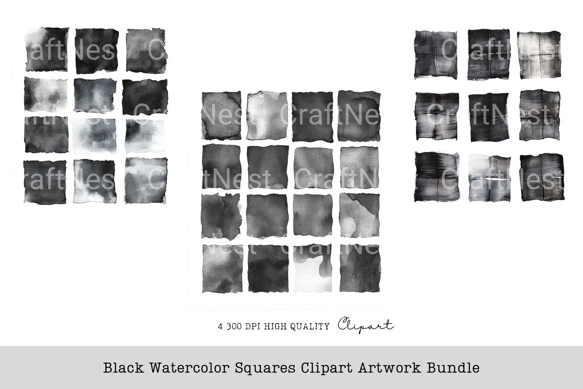 Black Squares Artwork Clipart Bundle