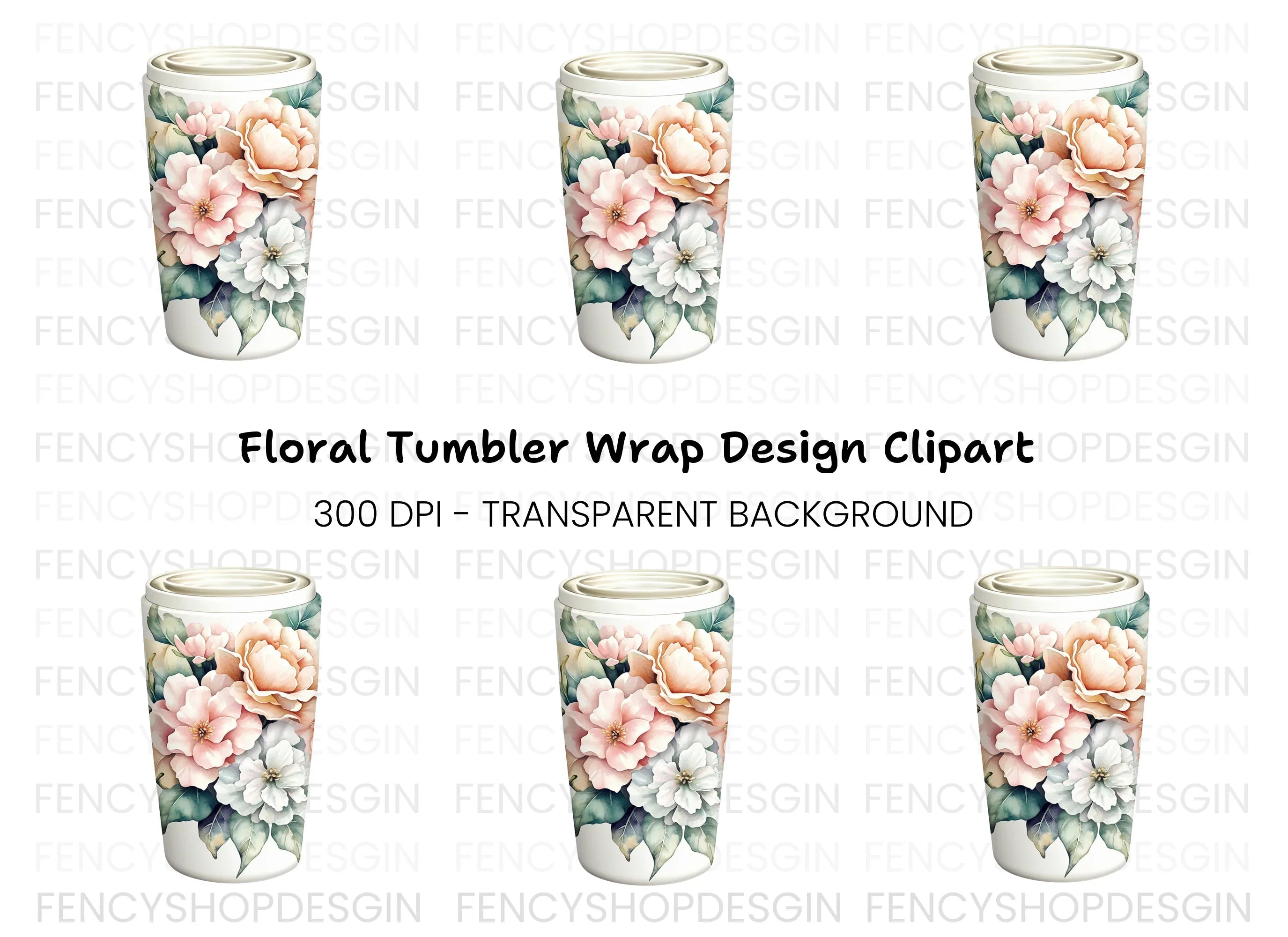 Floral Tumbler Clipart Bundle