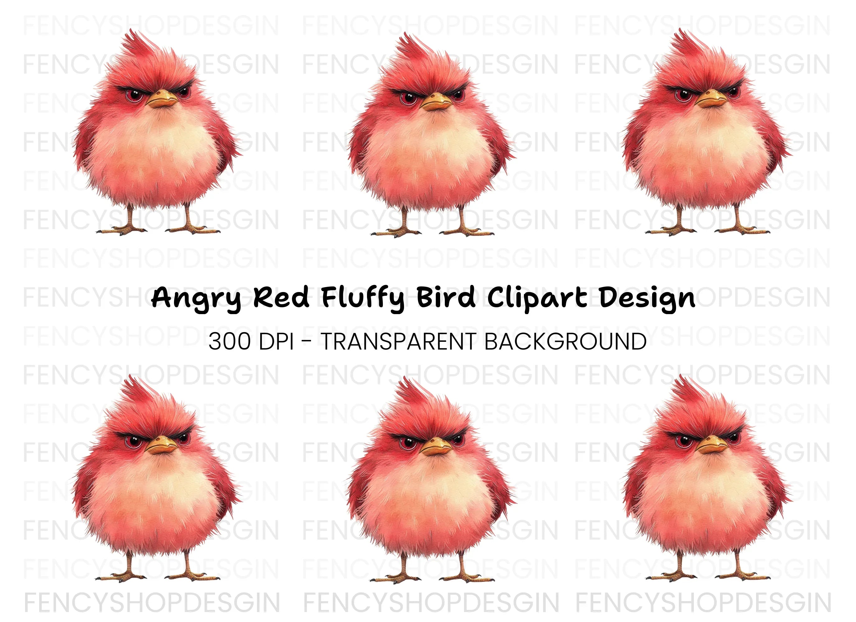 Angry Red Bird Illustration Clipart Bundle