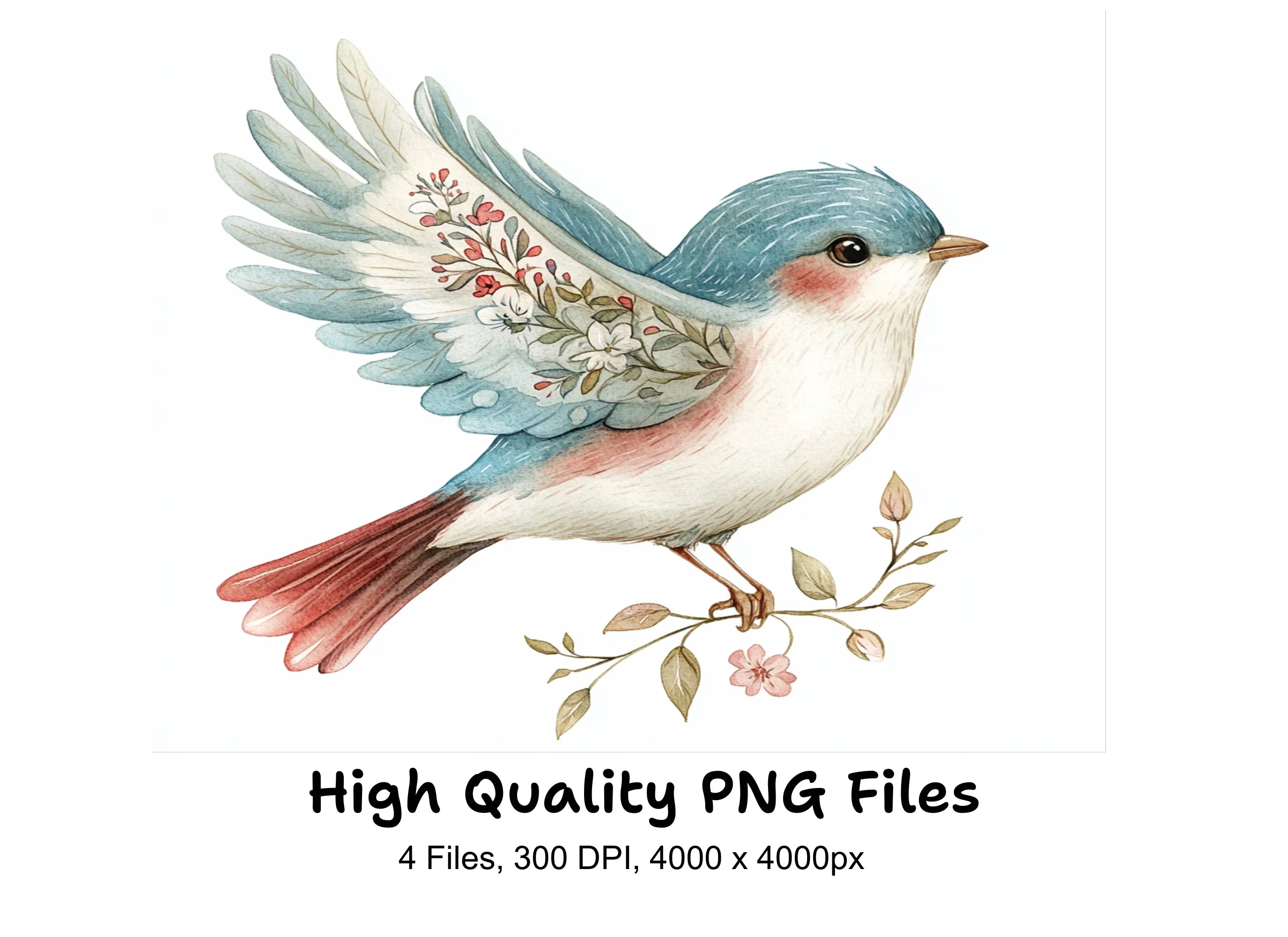 Floral Birds Clipart Bundle