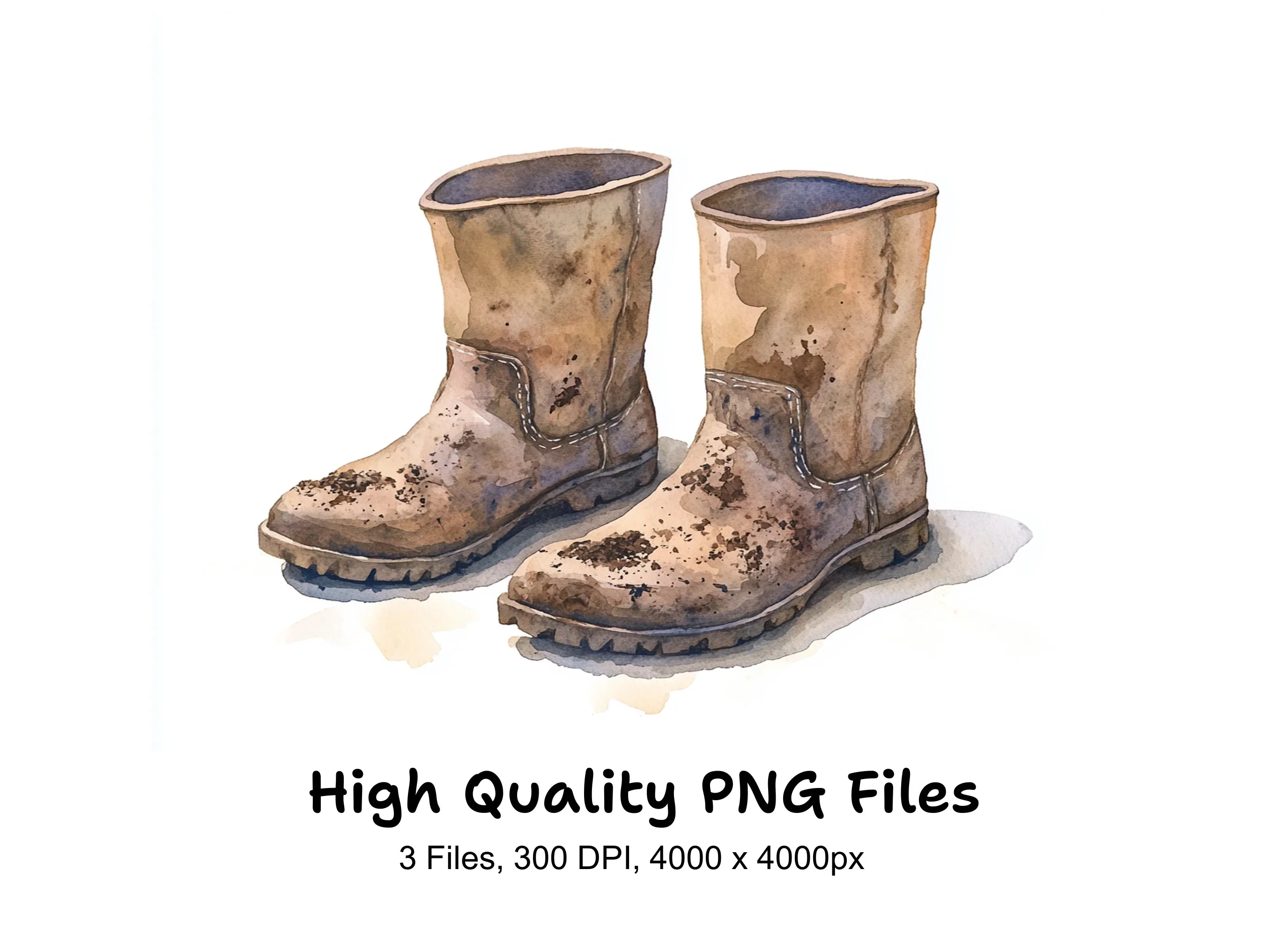 Muddy Work Boots Clipart Bundle