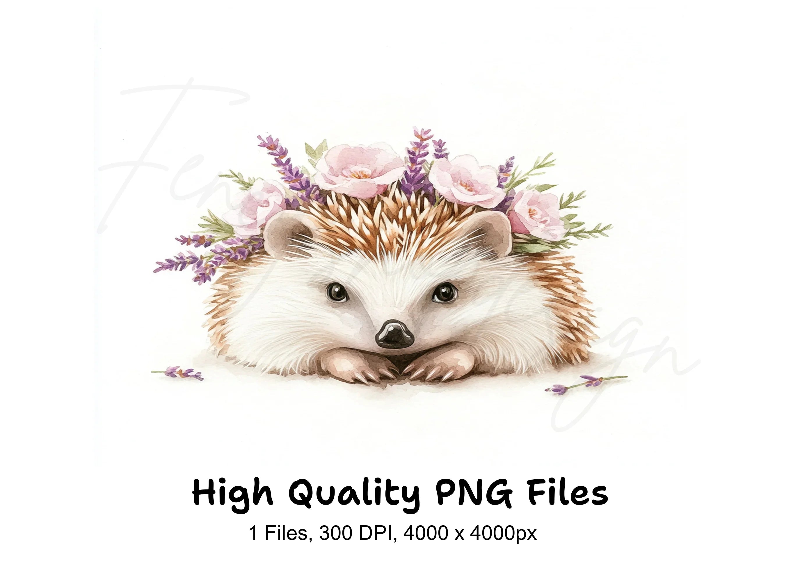 Cute Hedgehog Floral Crown Clipart Bundle