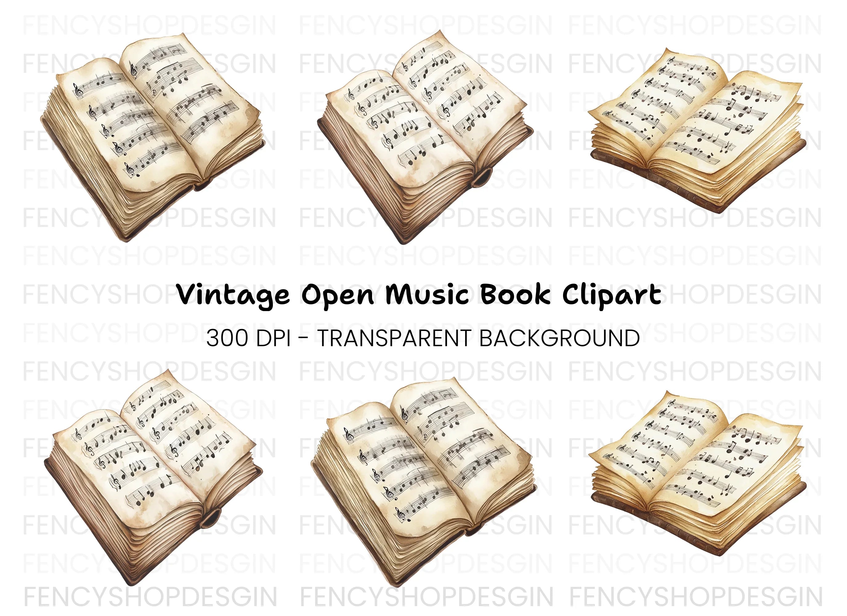 Vintage Music Book Clipart Bundle