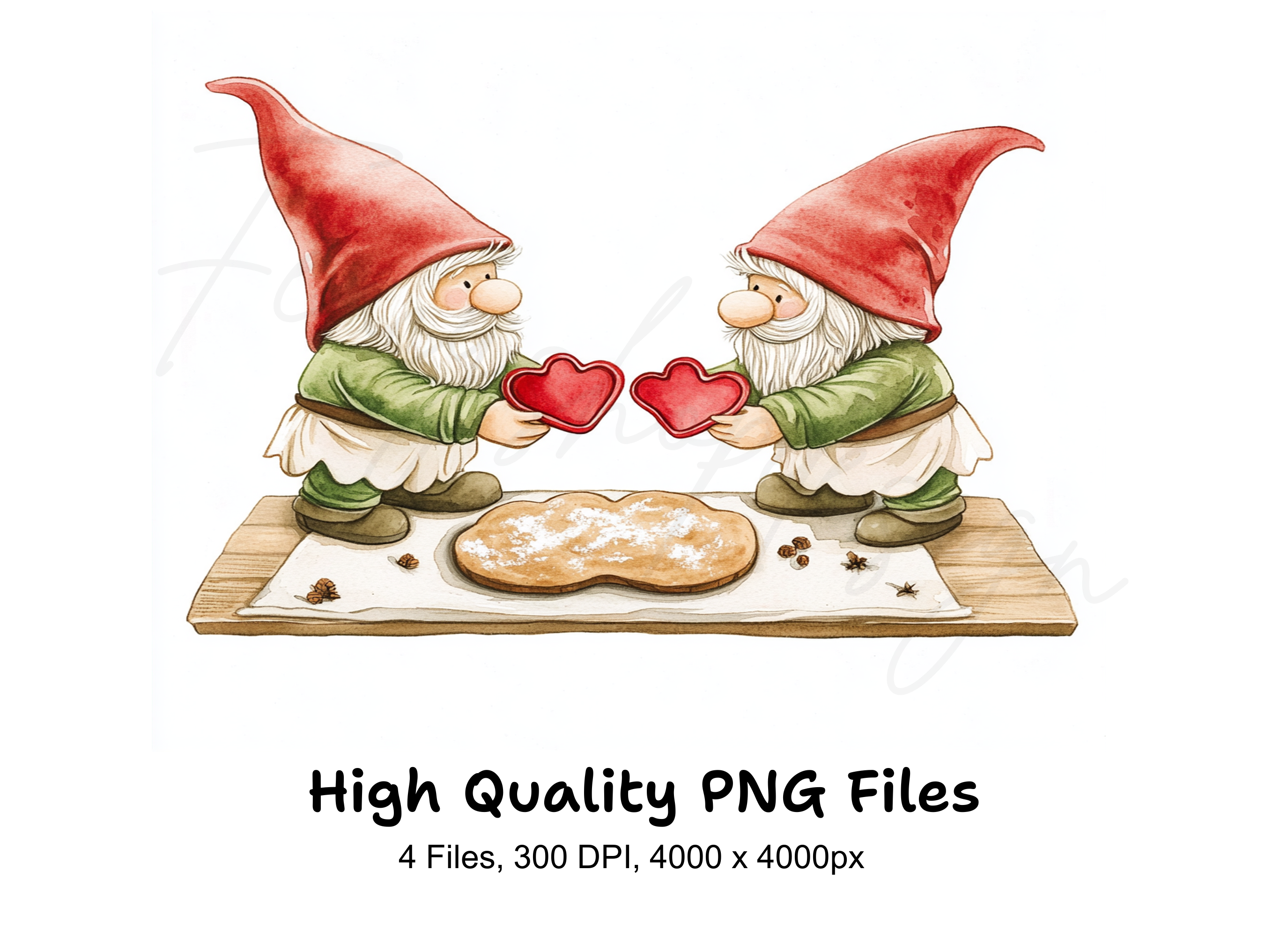 Baking Gnomes with Hearts Clipart Bundle