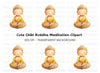 Cute Cartoon Buddha Meditating Clipart Bundle