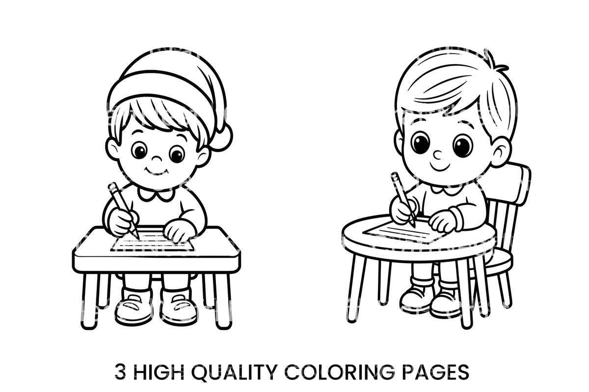 Boy Writing Christmas Letter Coloring Books