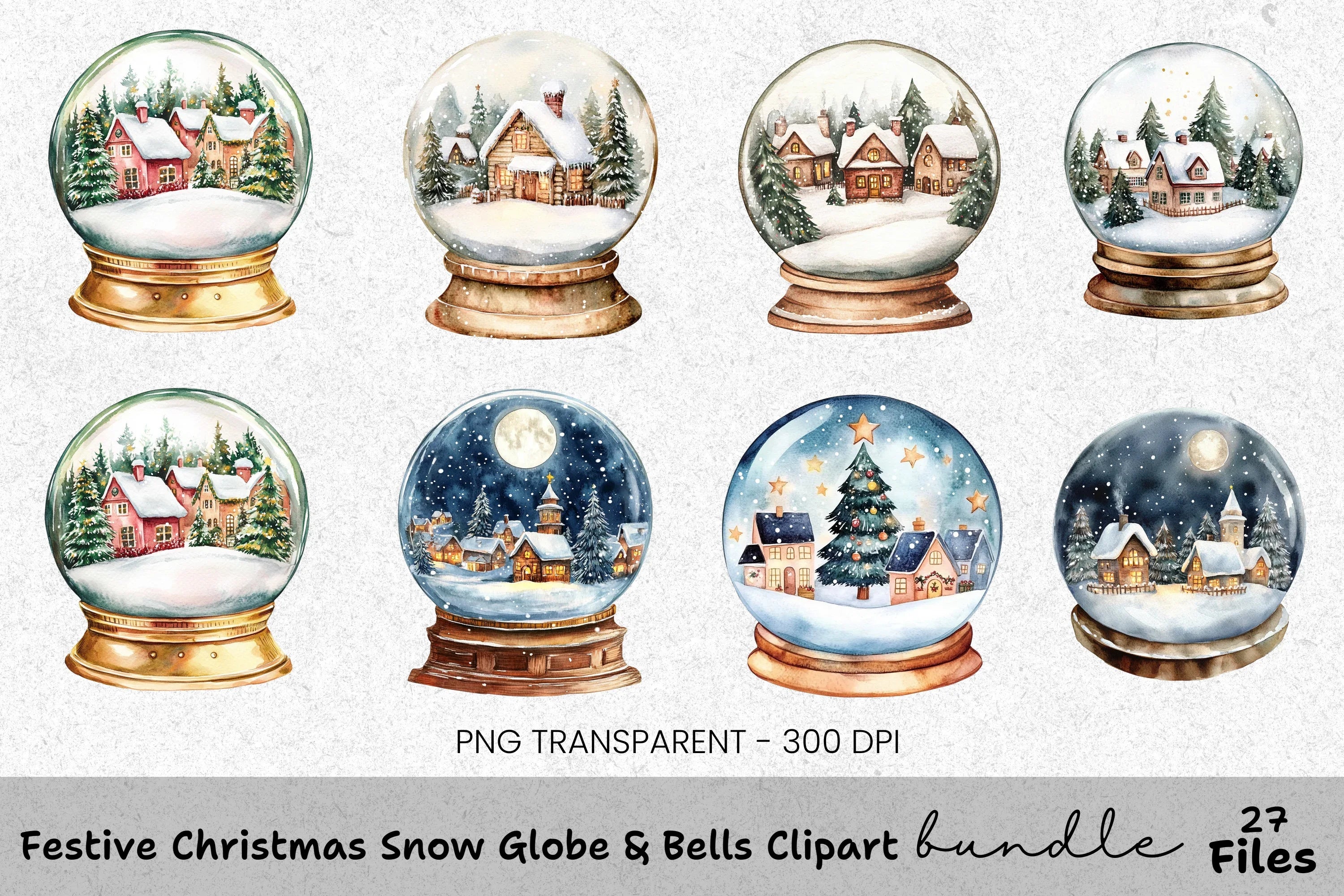 Festive Christmas Bells Clipart Bundle