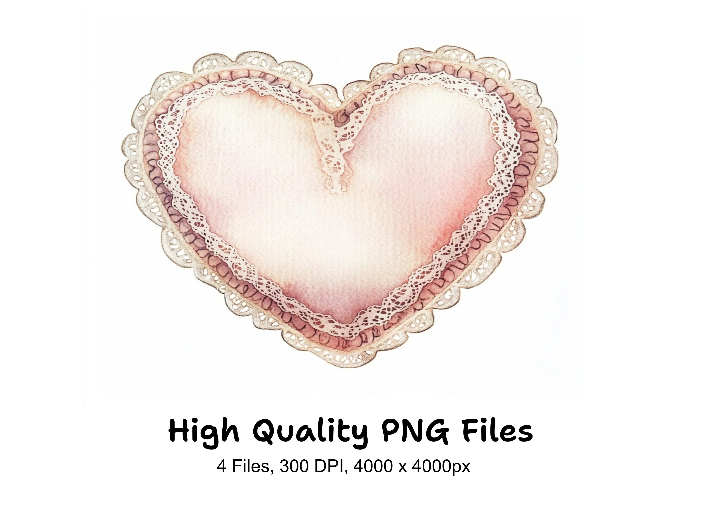 Lace Heart Pillow Clipart Bundle