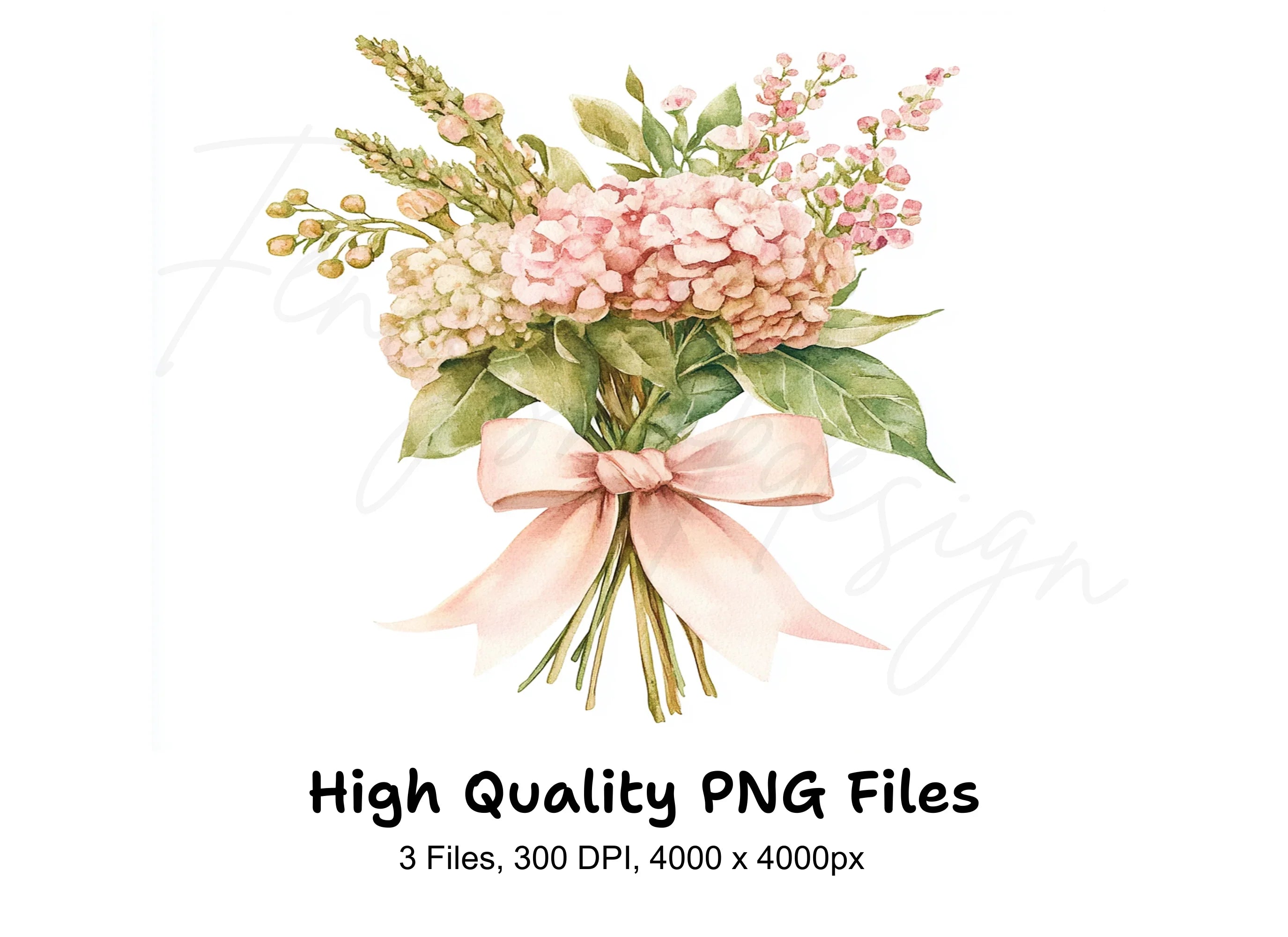 Elegant Pink Floral Bouquets Clipart Bundle