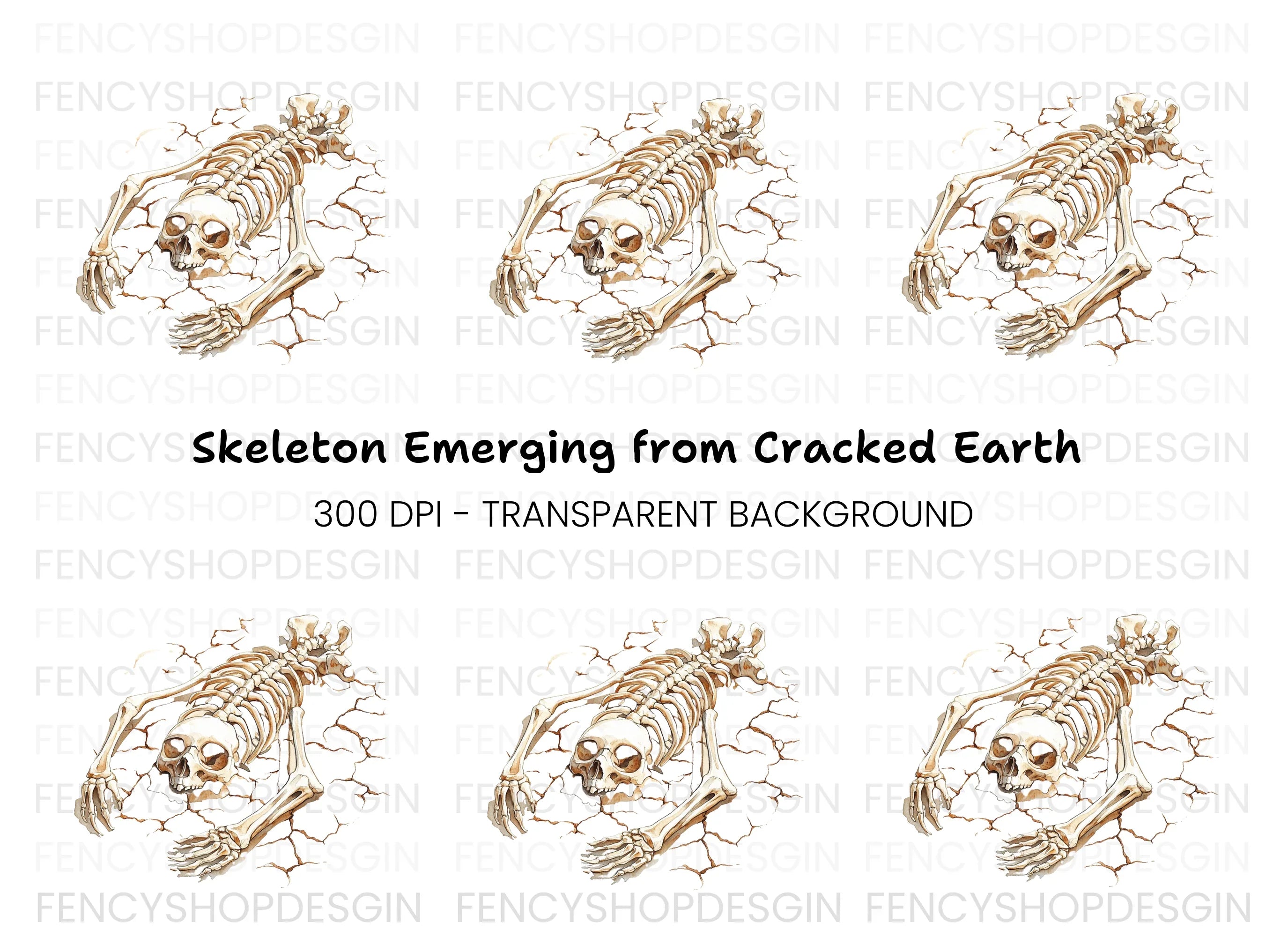 Creepy Skeleton Emerging Clipart Bundle
