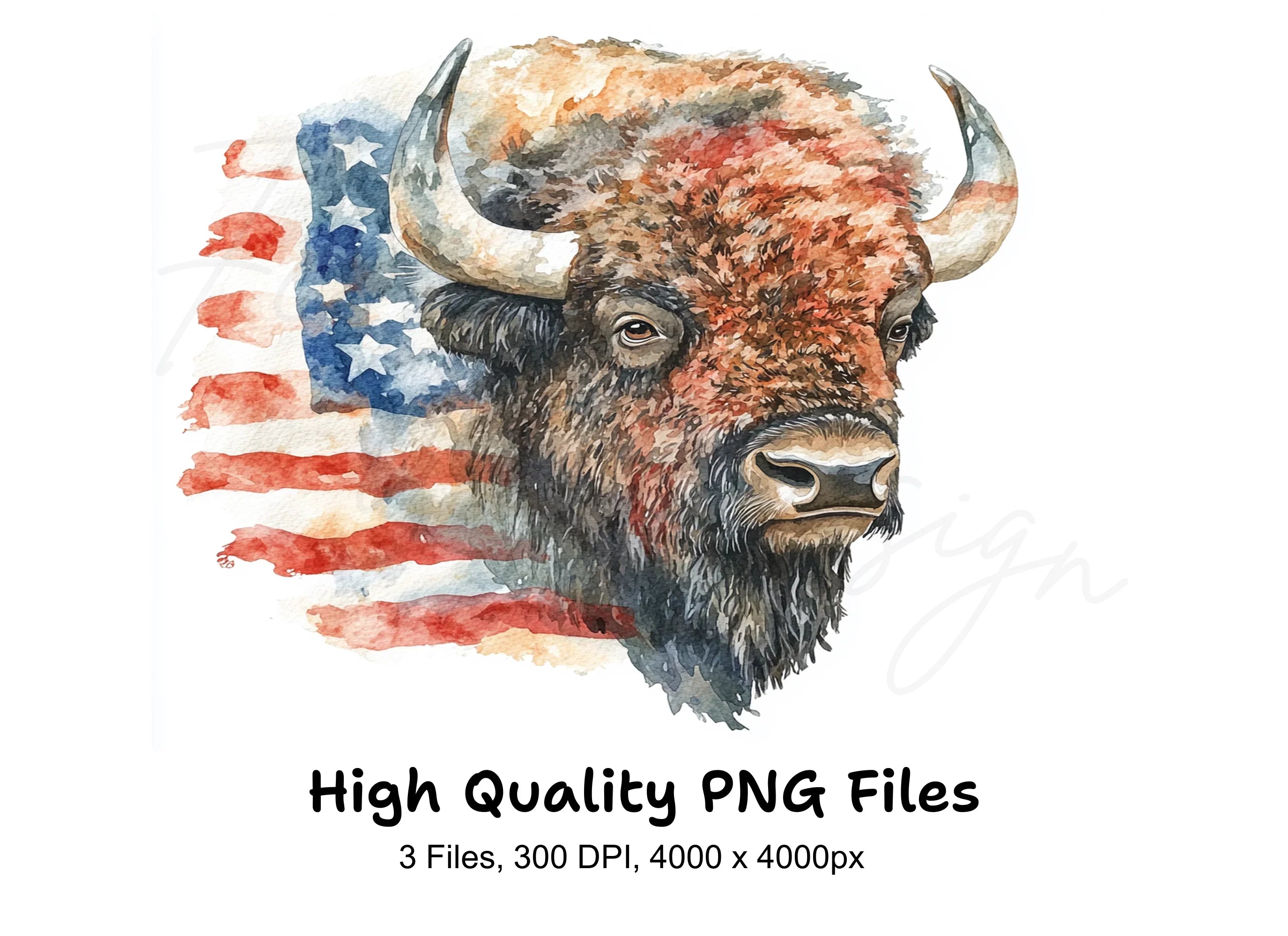 Bison Head USA Flag Clipart Bundle