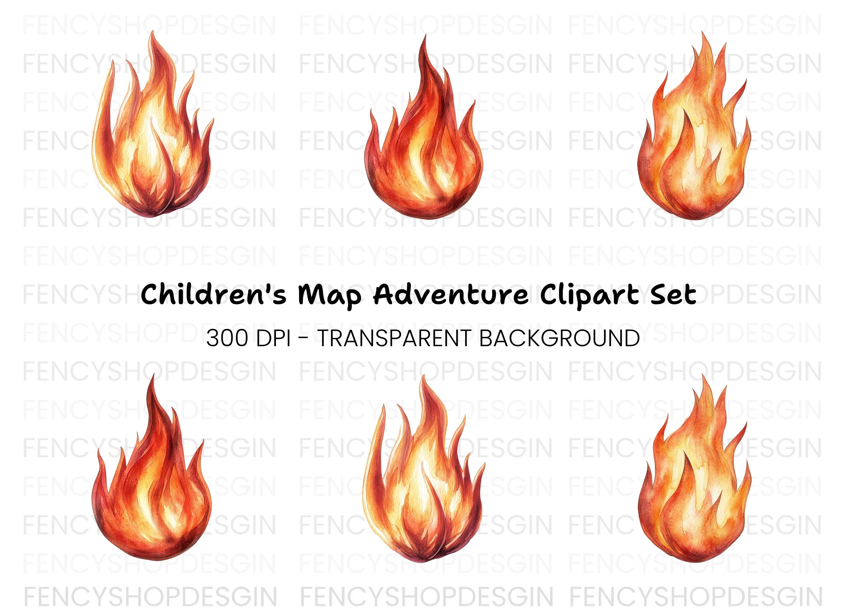 Realistic Fire Flame Clipart Bundle