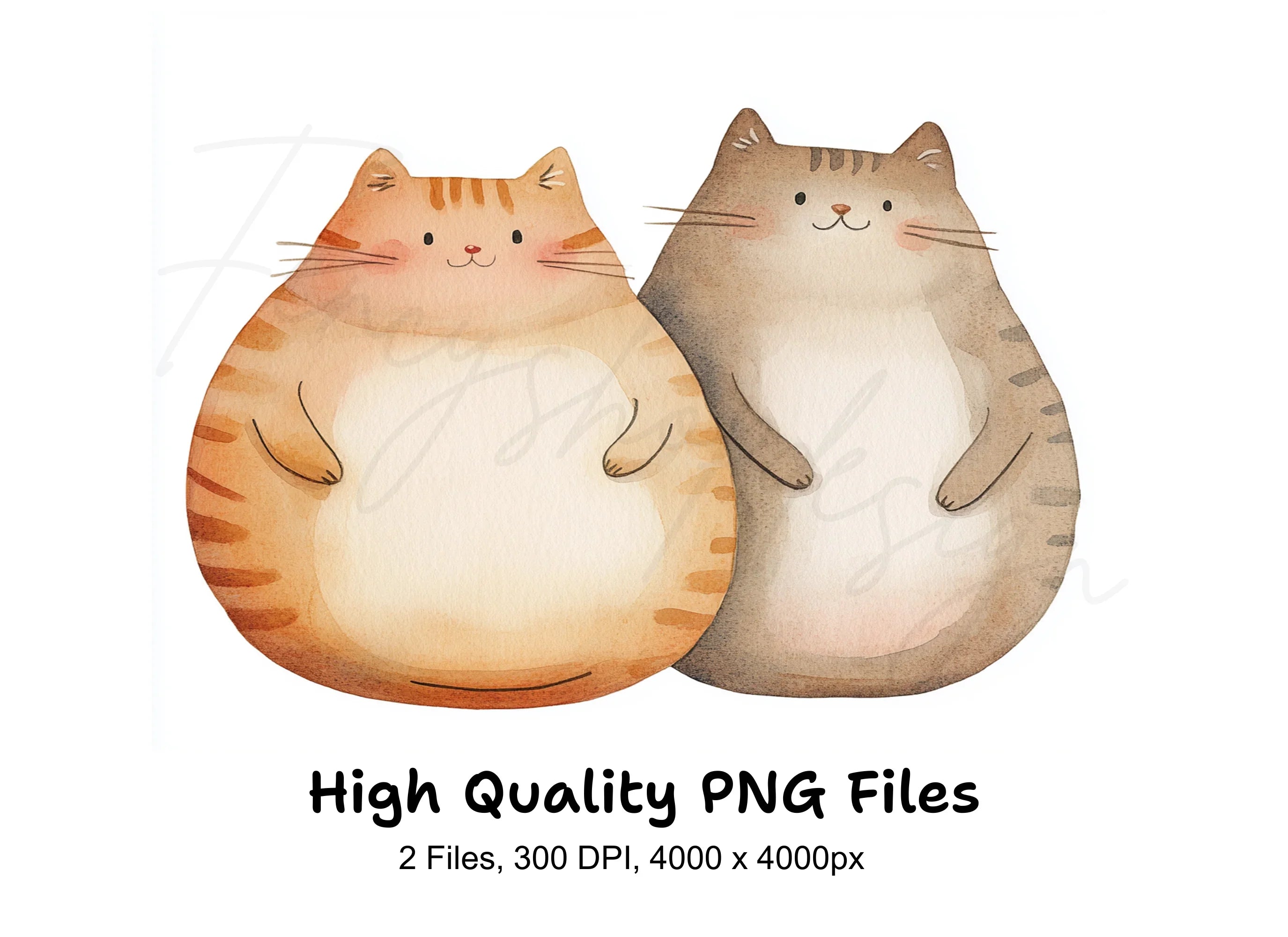 Cute Chubby Cat Pairs Clipart Bundle