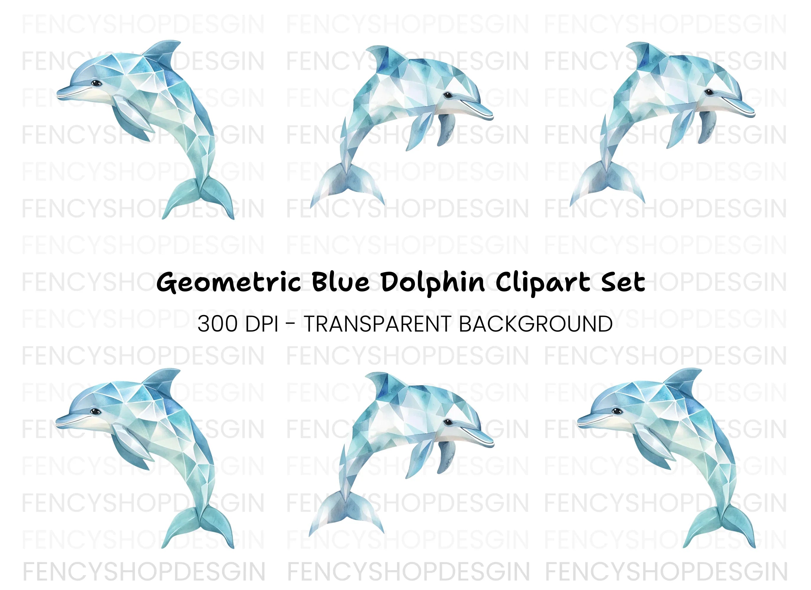 Geometric Dolphin Clipart Bundle