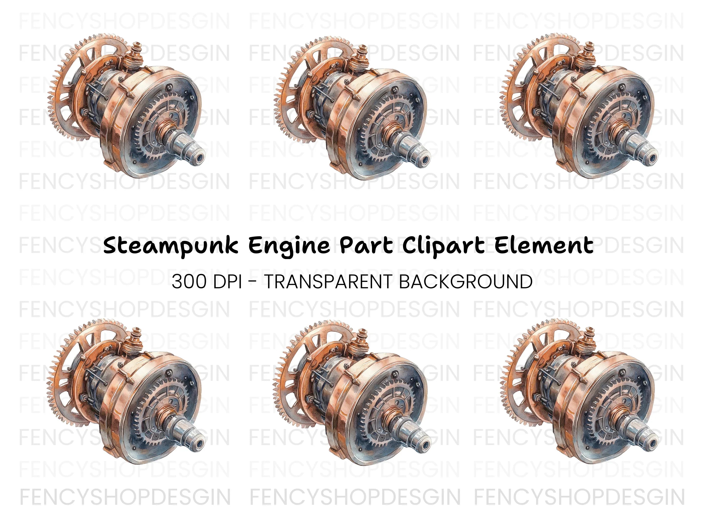 Steampunk Gear Mechanism Clipart Bundle