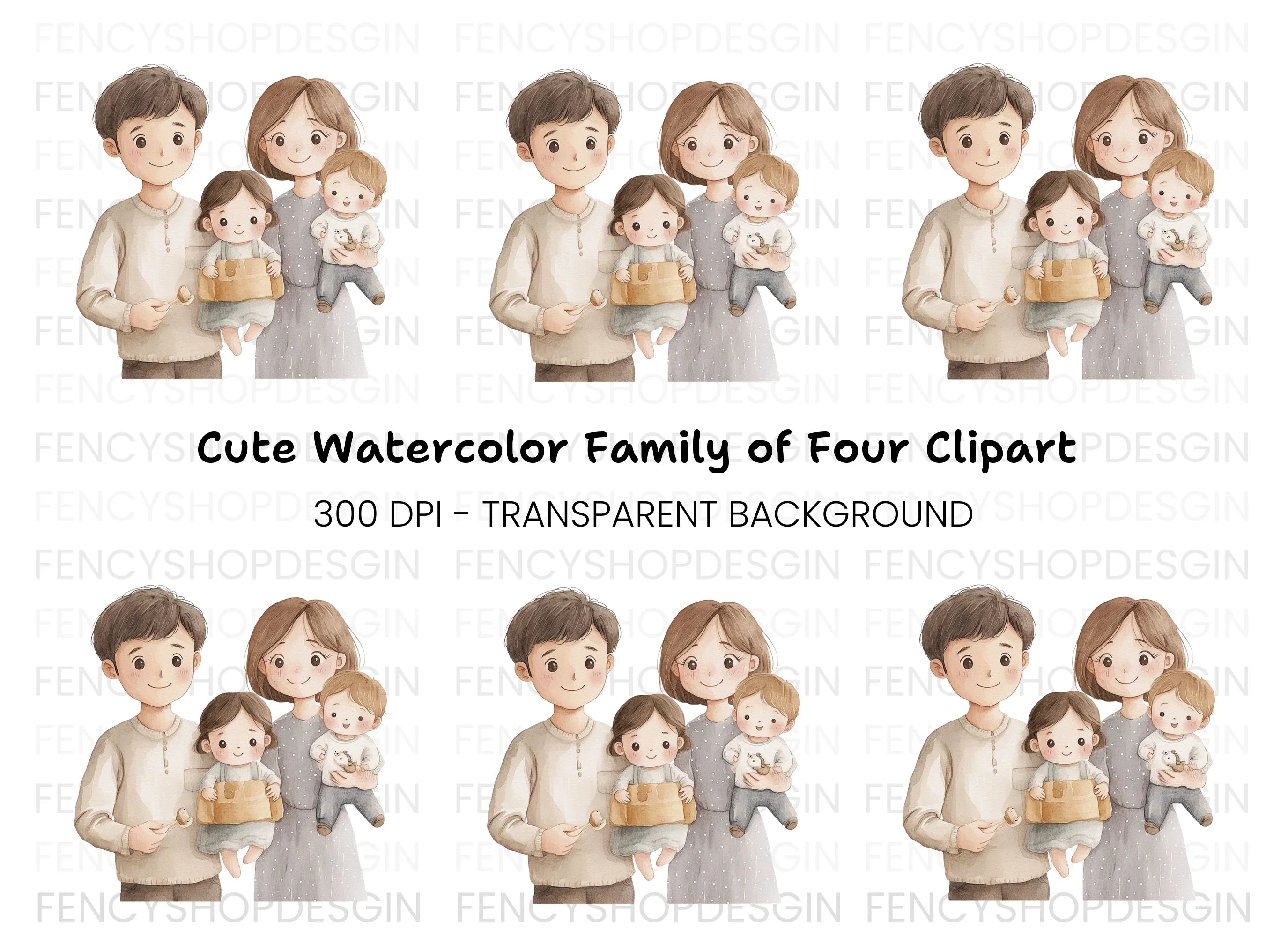 Cute Family Portrait Clipart Bundle
