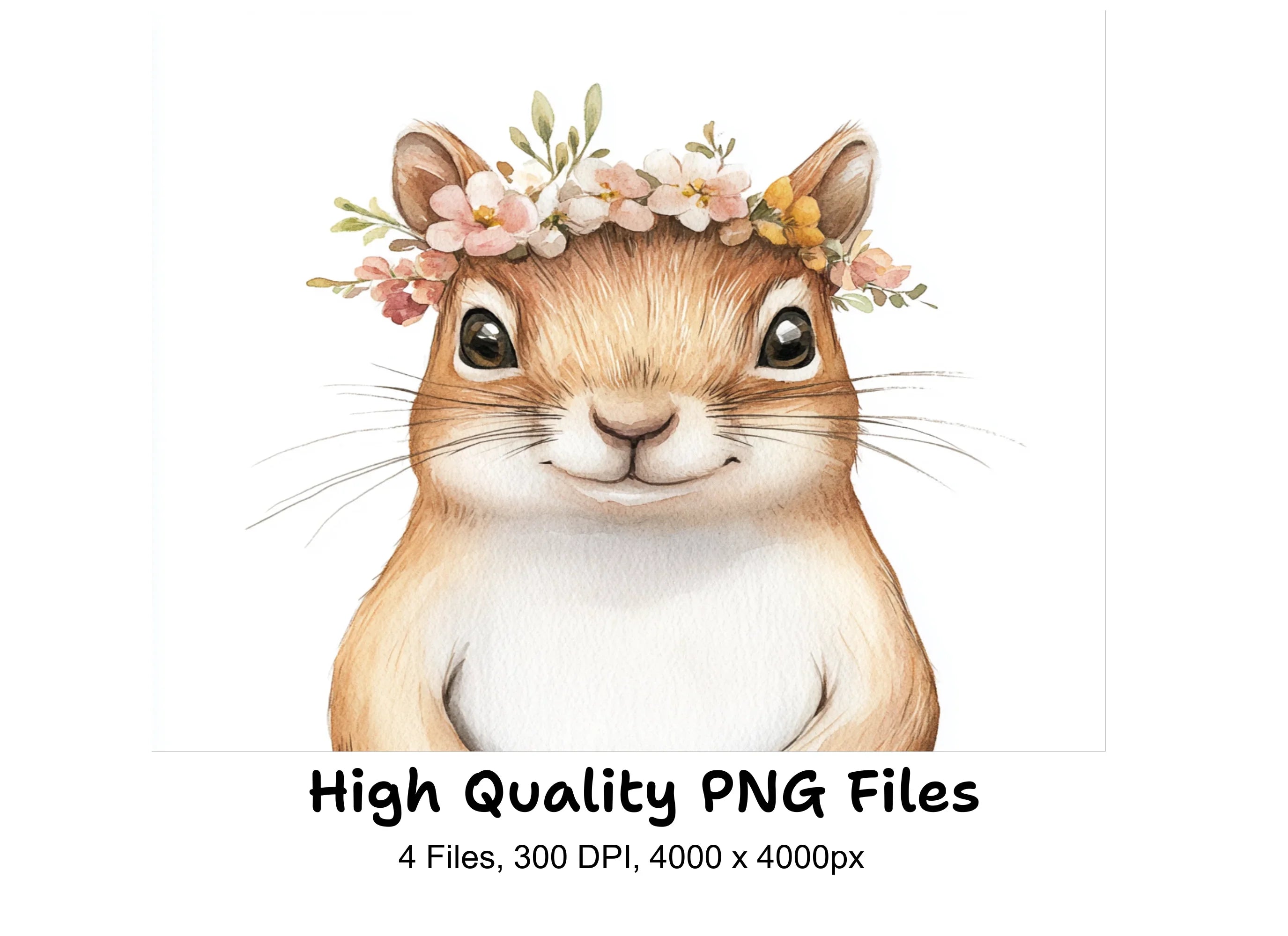 Cute Squirrels with Flower Crowns Clipart Bundle