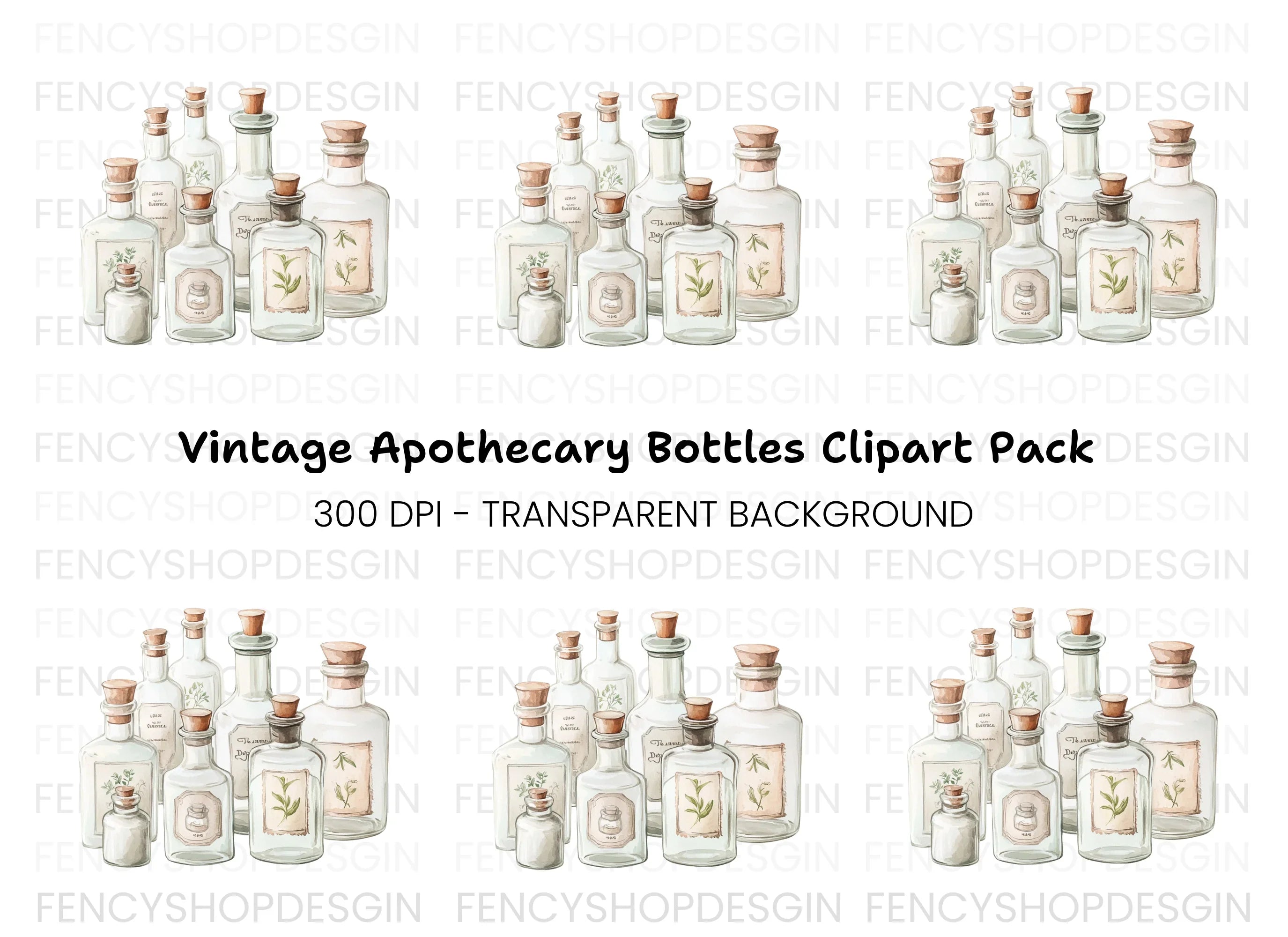 Apothecary Bottles Clipart Bundle