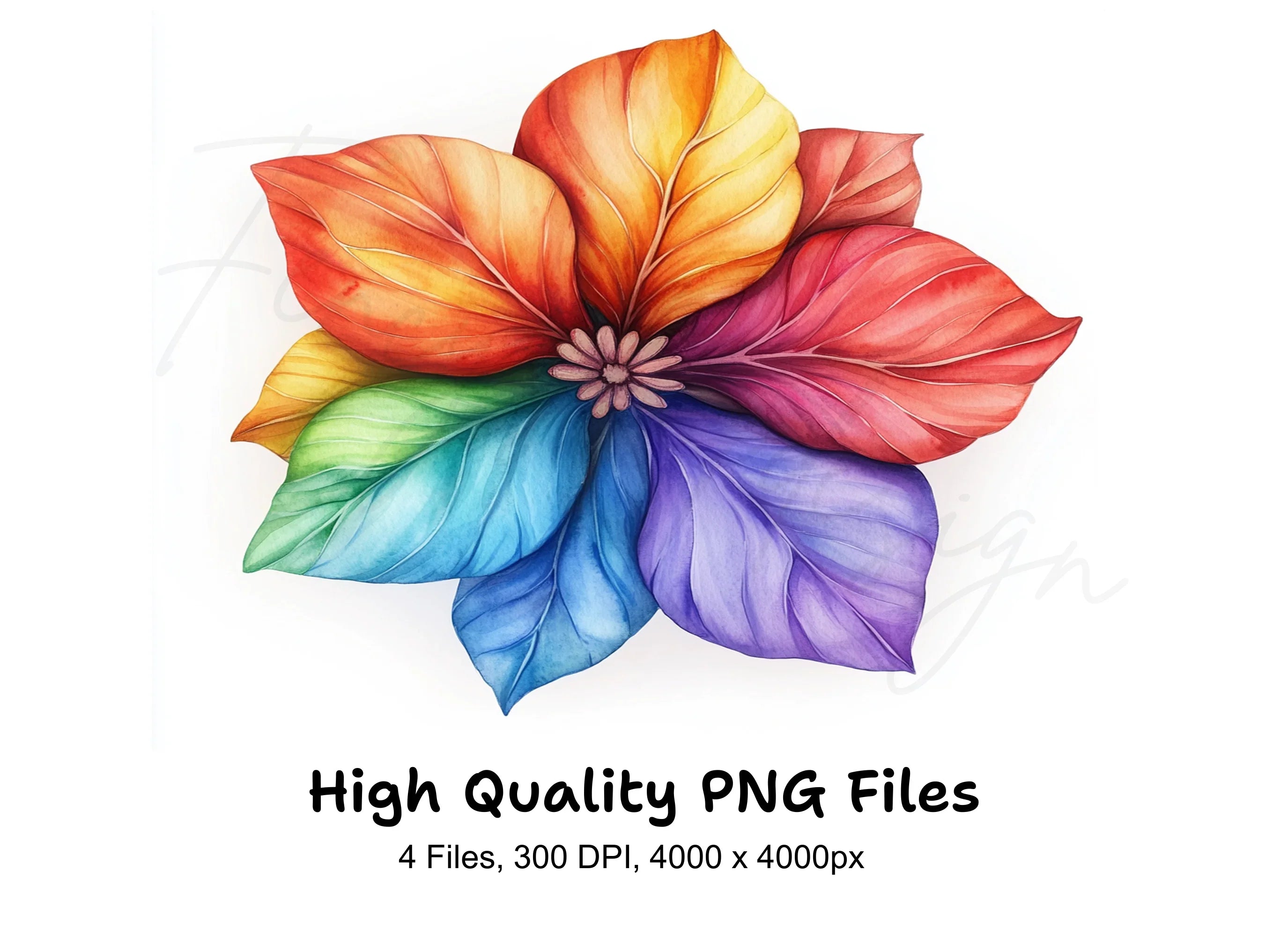 Vibrant Rainbow Flowers Clipart Bundle