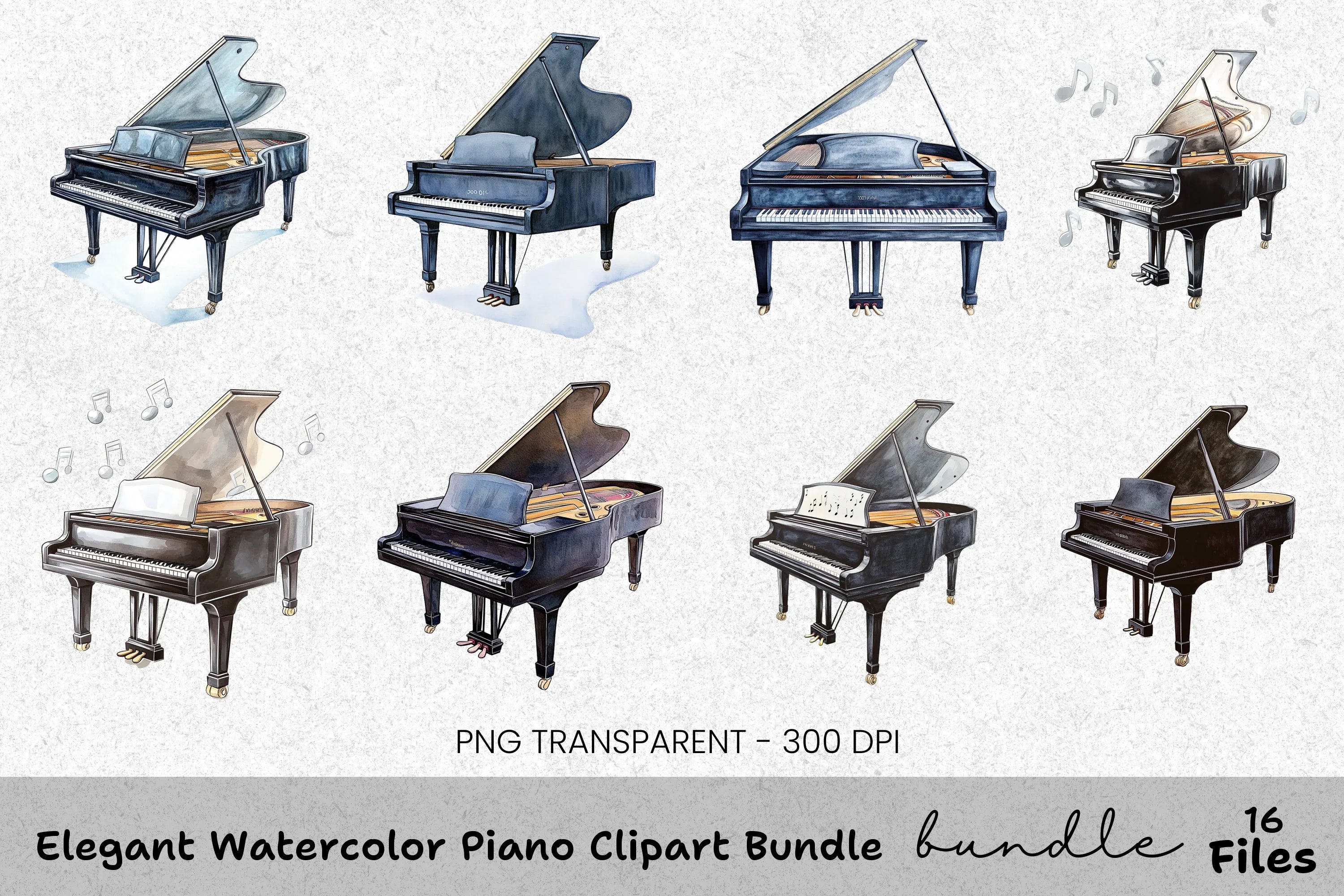 Elegant Piano Clipart Bundle