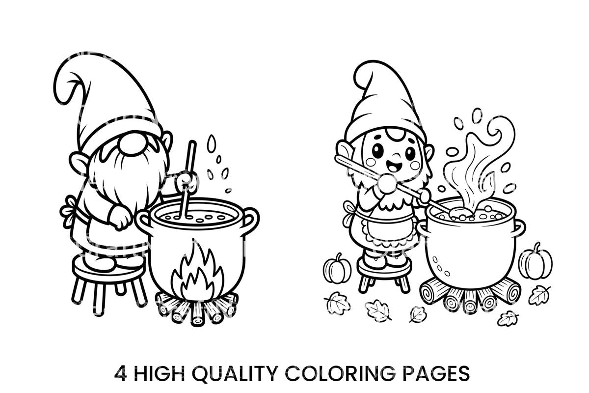 Gnomes Cooking Outdoors Coloring Books