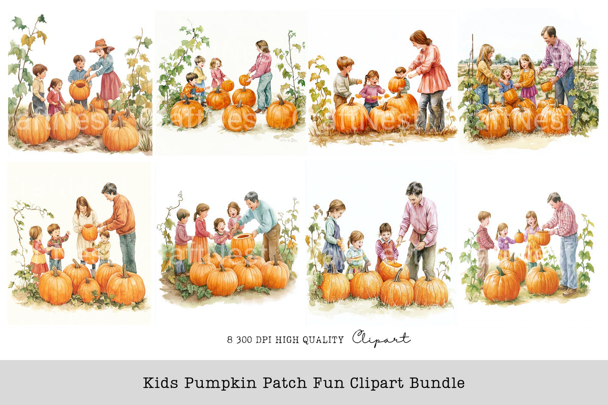 Kids Pumpkin Patch Fun Clipart Bundle