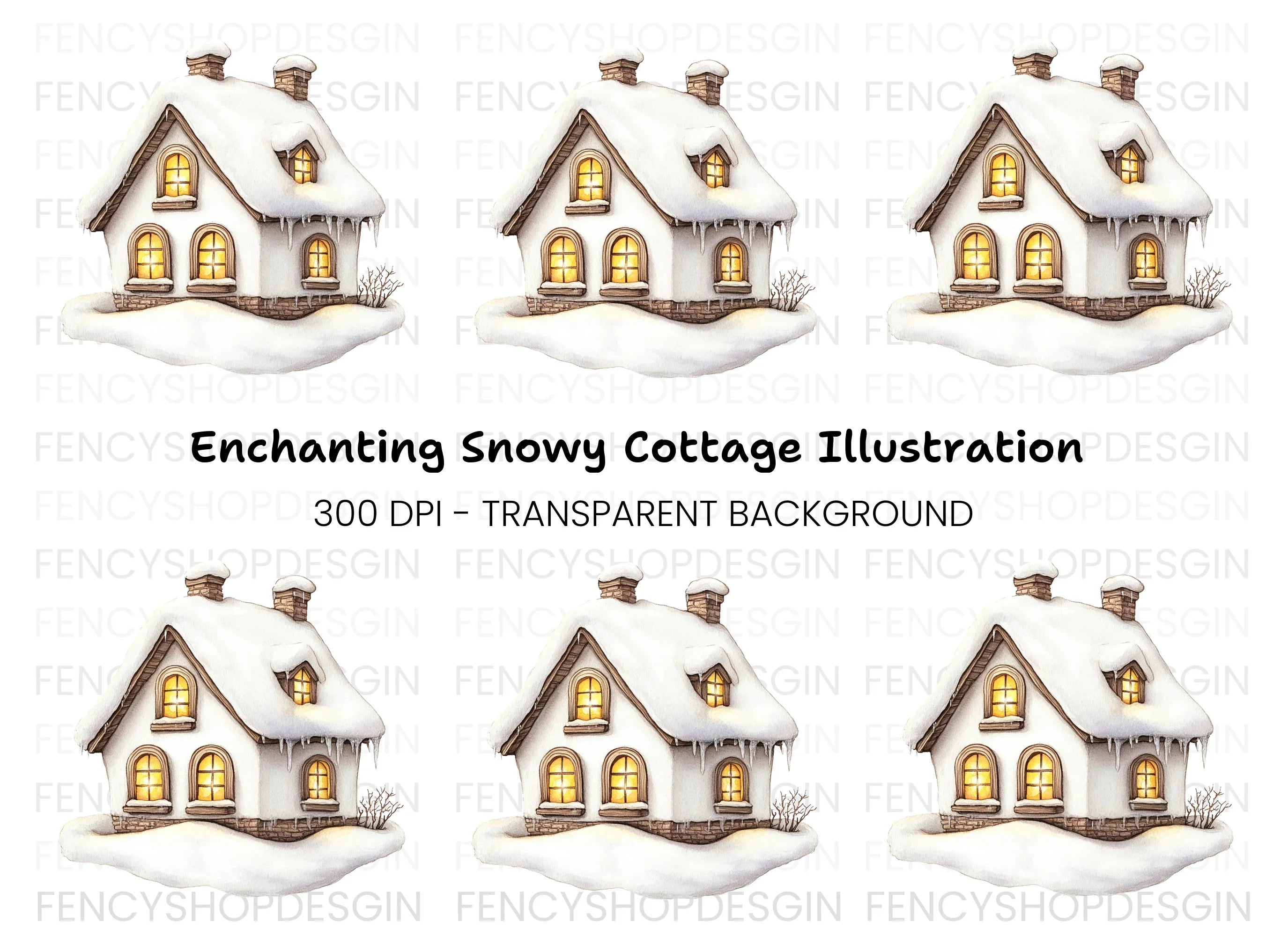 Cozy Winter Cottage Clipart Bundle