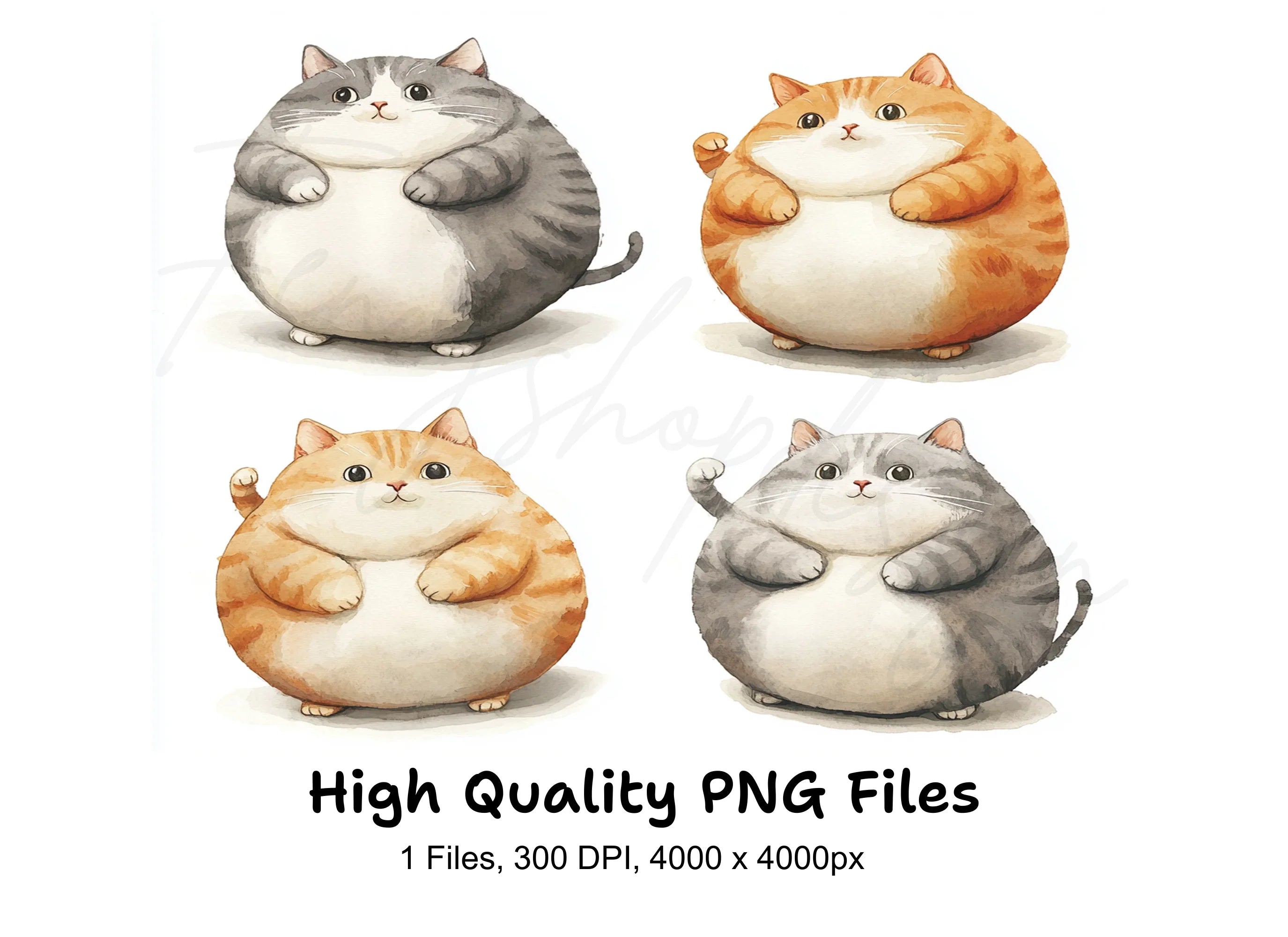 Chubby Cat Clipart Bundle