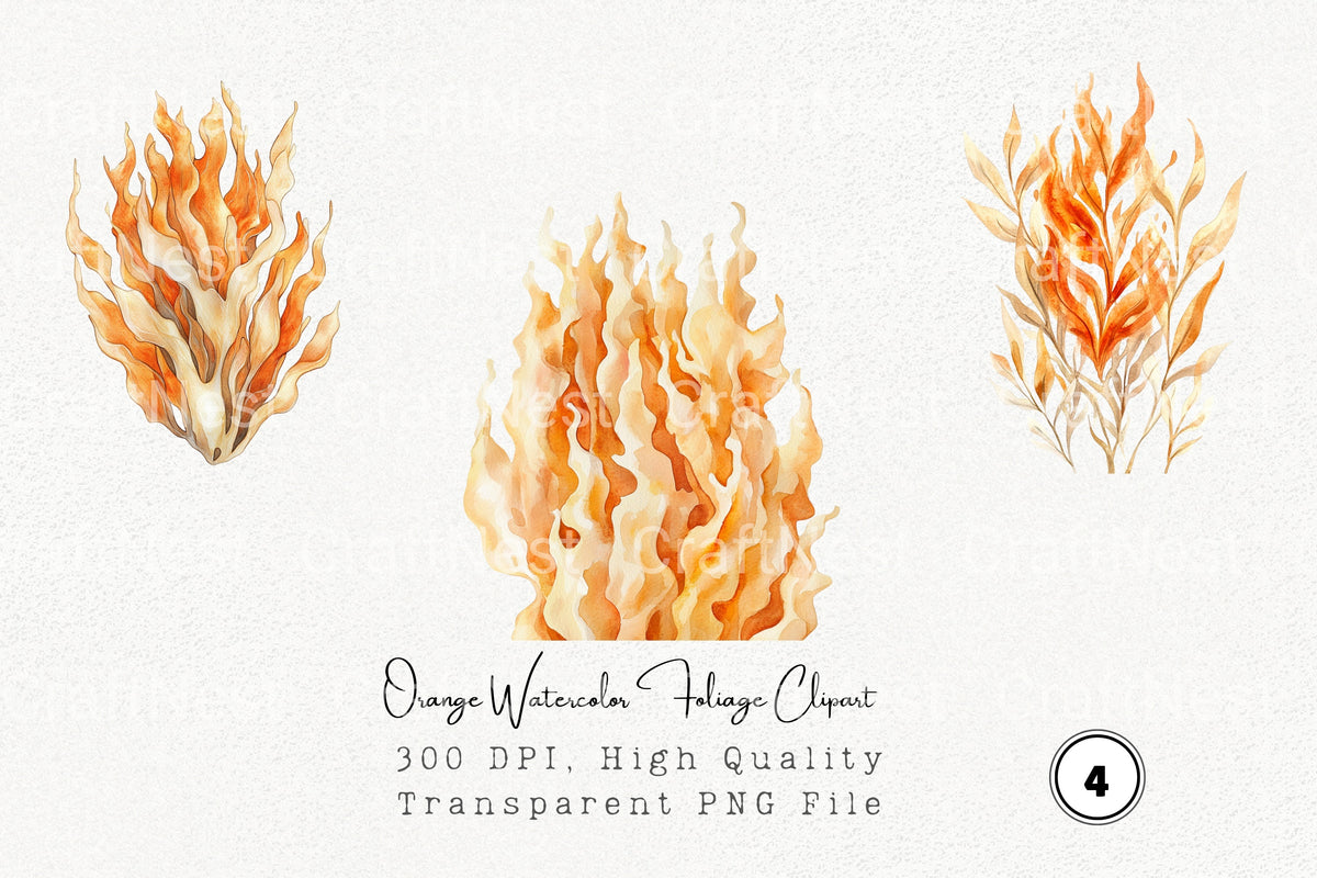 Orange Foliage Clipart Bundle