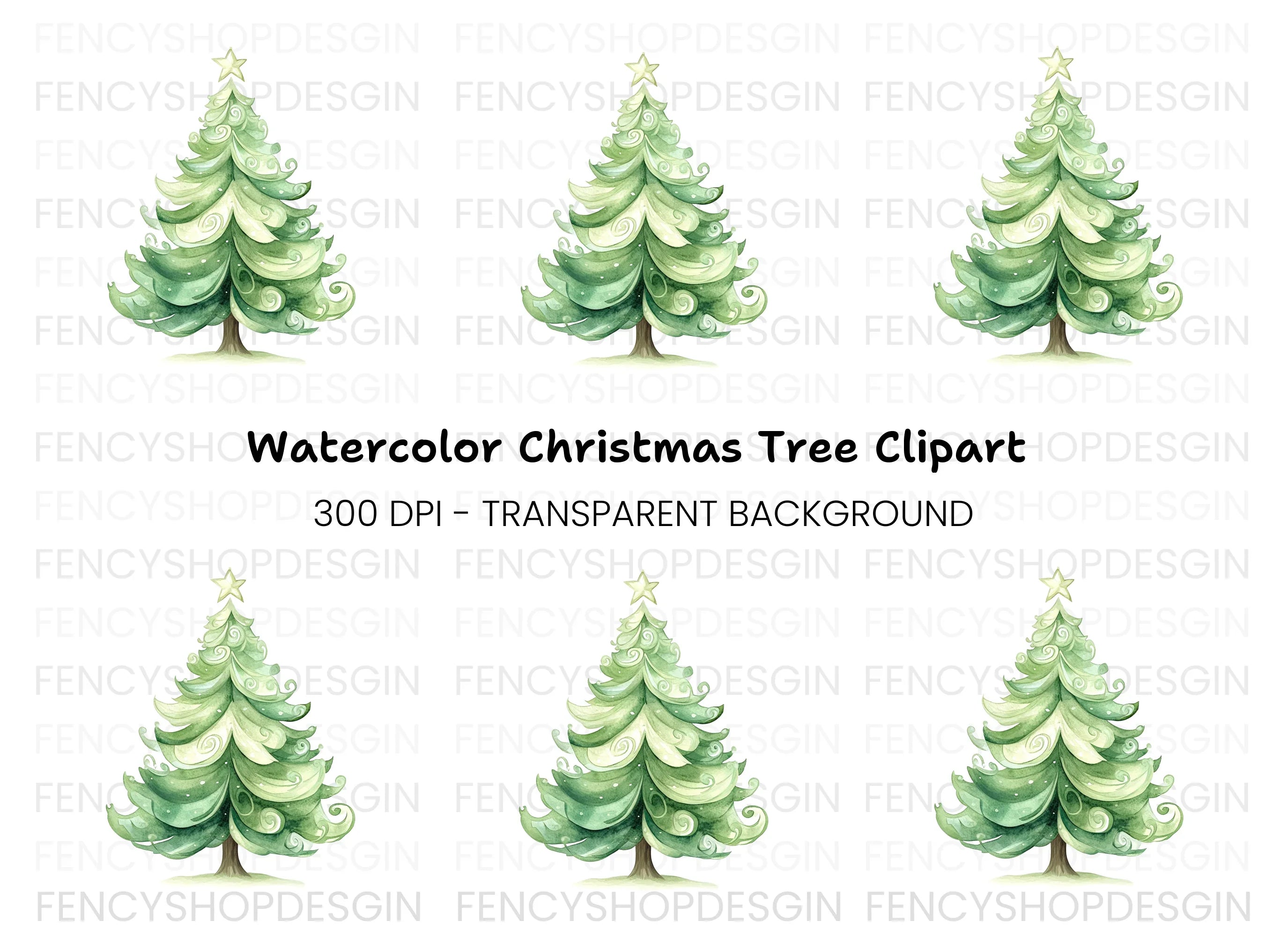 Whimsical Christmas Tree Clipart Bundle