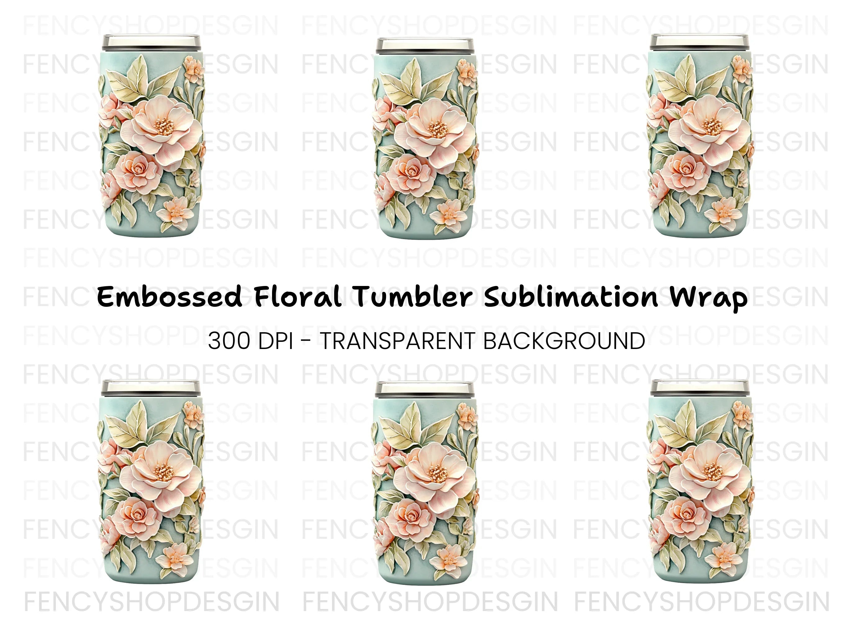 Embossed Floral Tumbler Clipart Bundle
