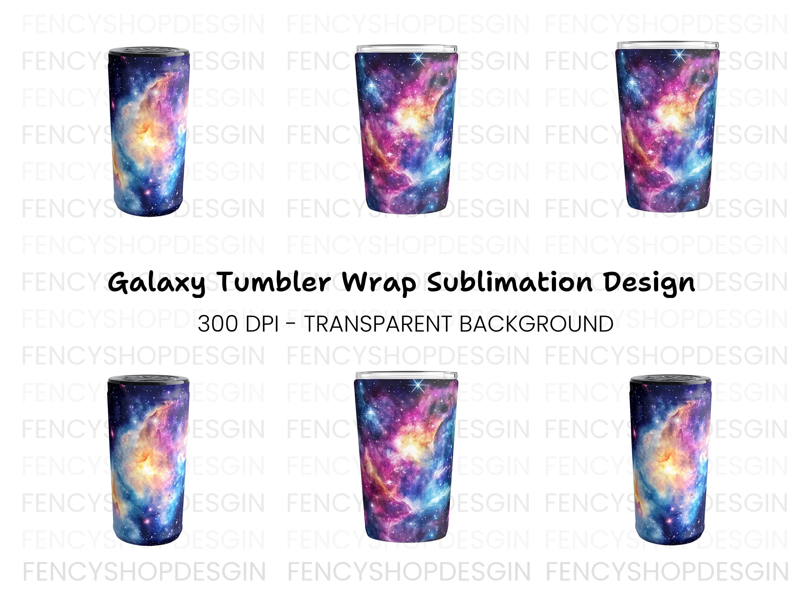 Vibrant Nebula Space Tumbler Clipart Bundle