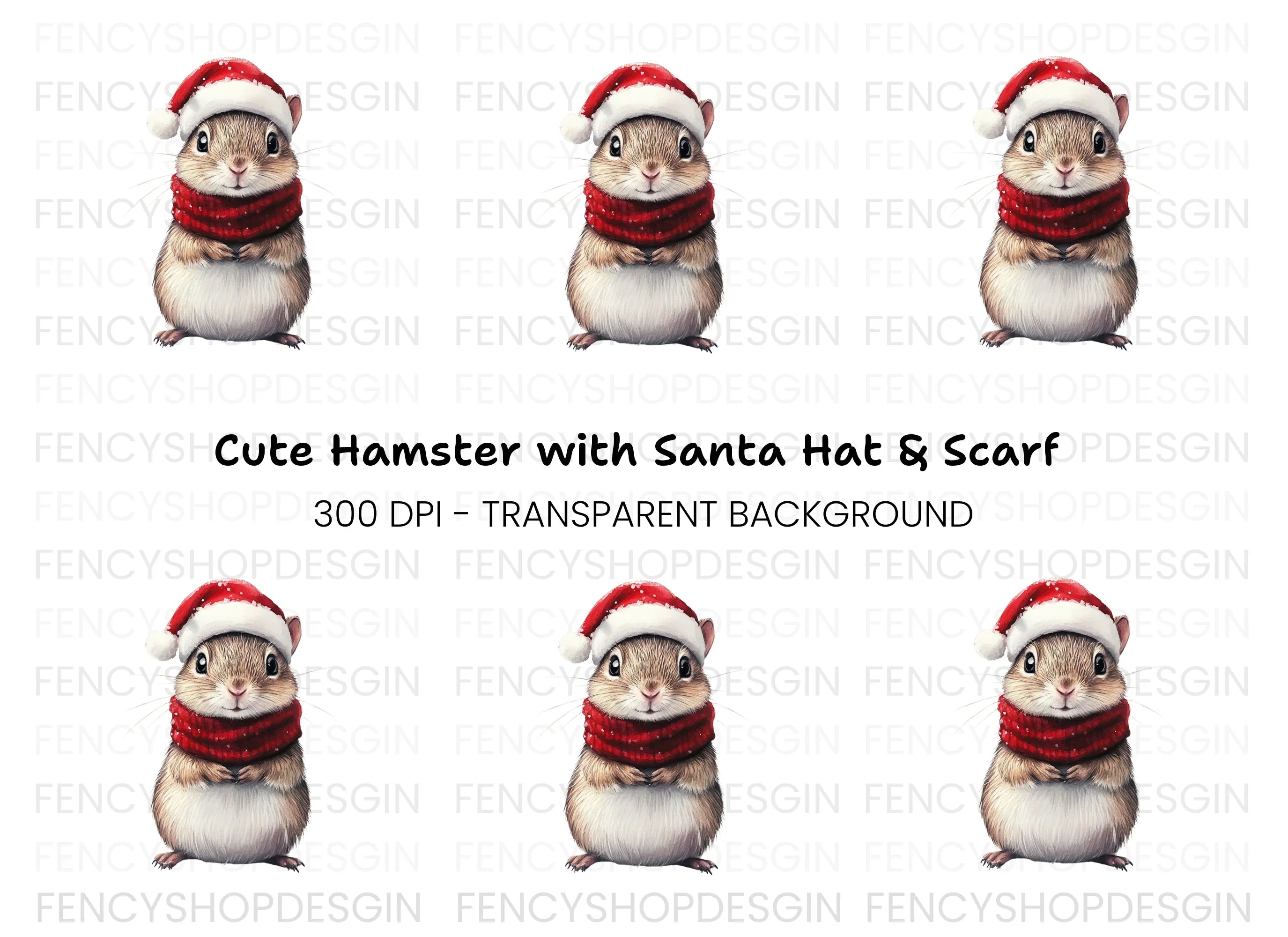 Cute Christmas Hamster Clipart Bundle