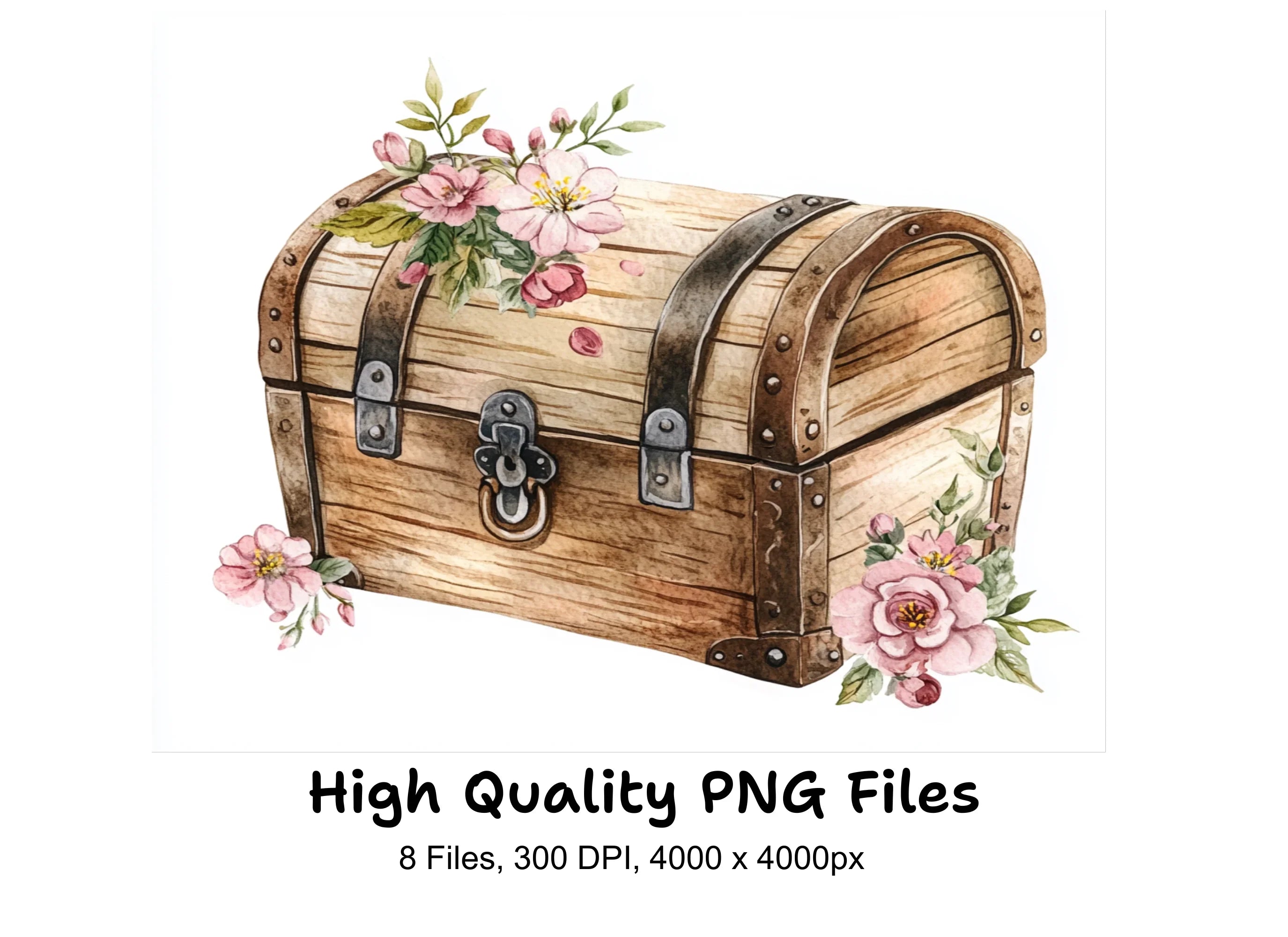 Decorative Floral Chests Clipart Bundle