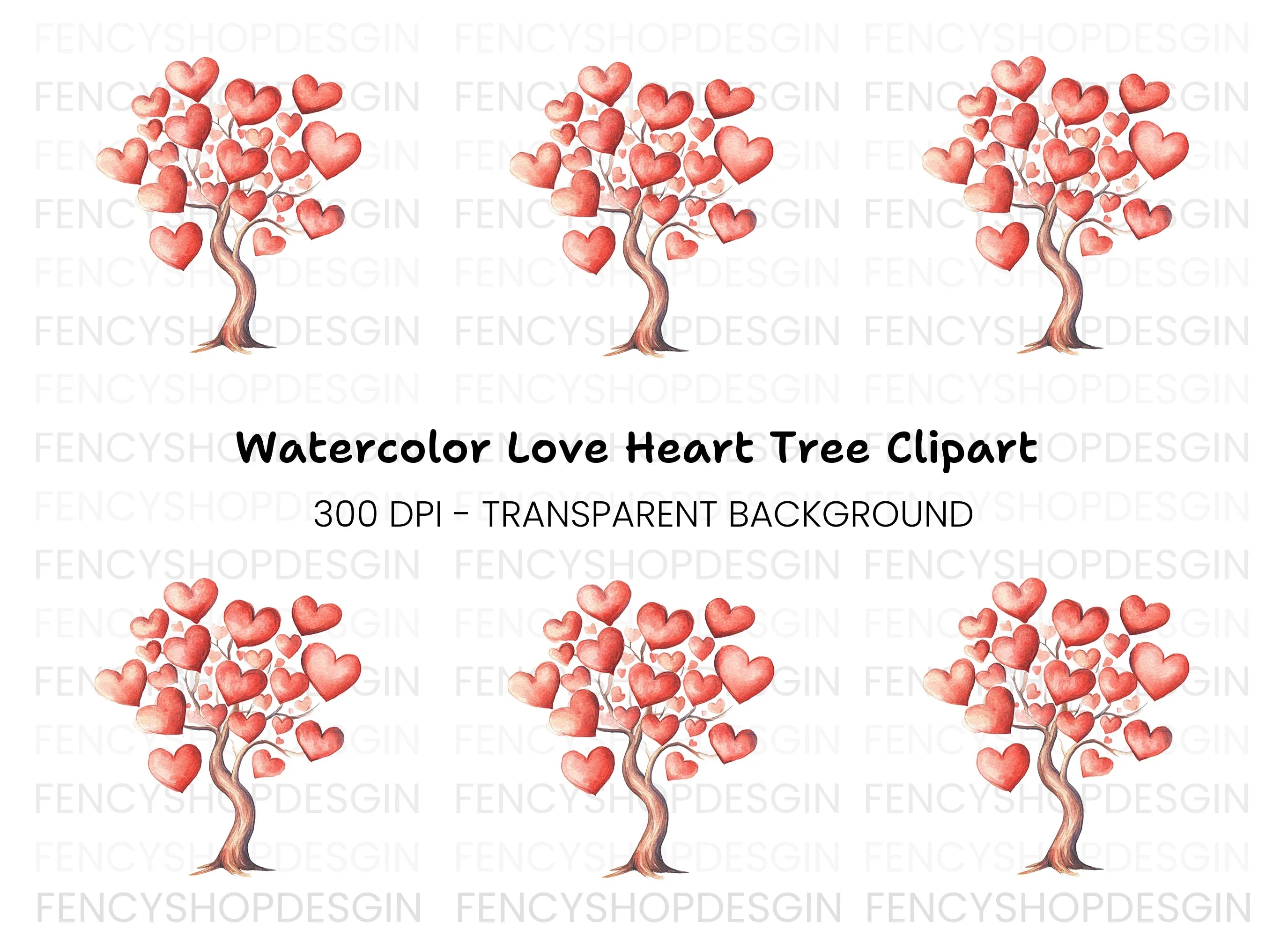 Heart Tree Clipart Bundle