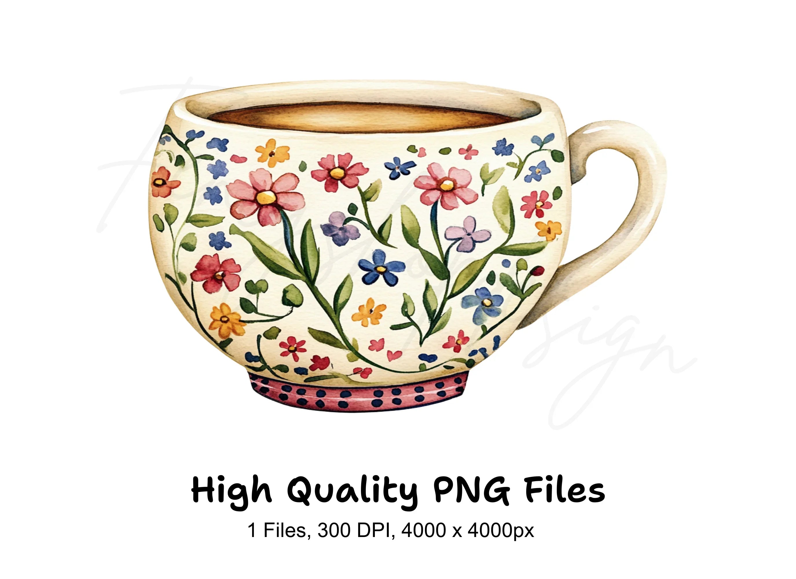 Vibrant Floral Coffee Clipart Bundle