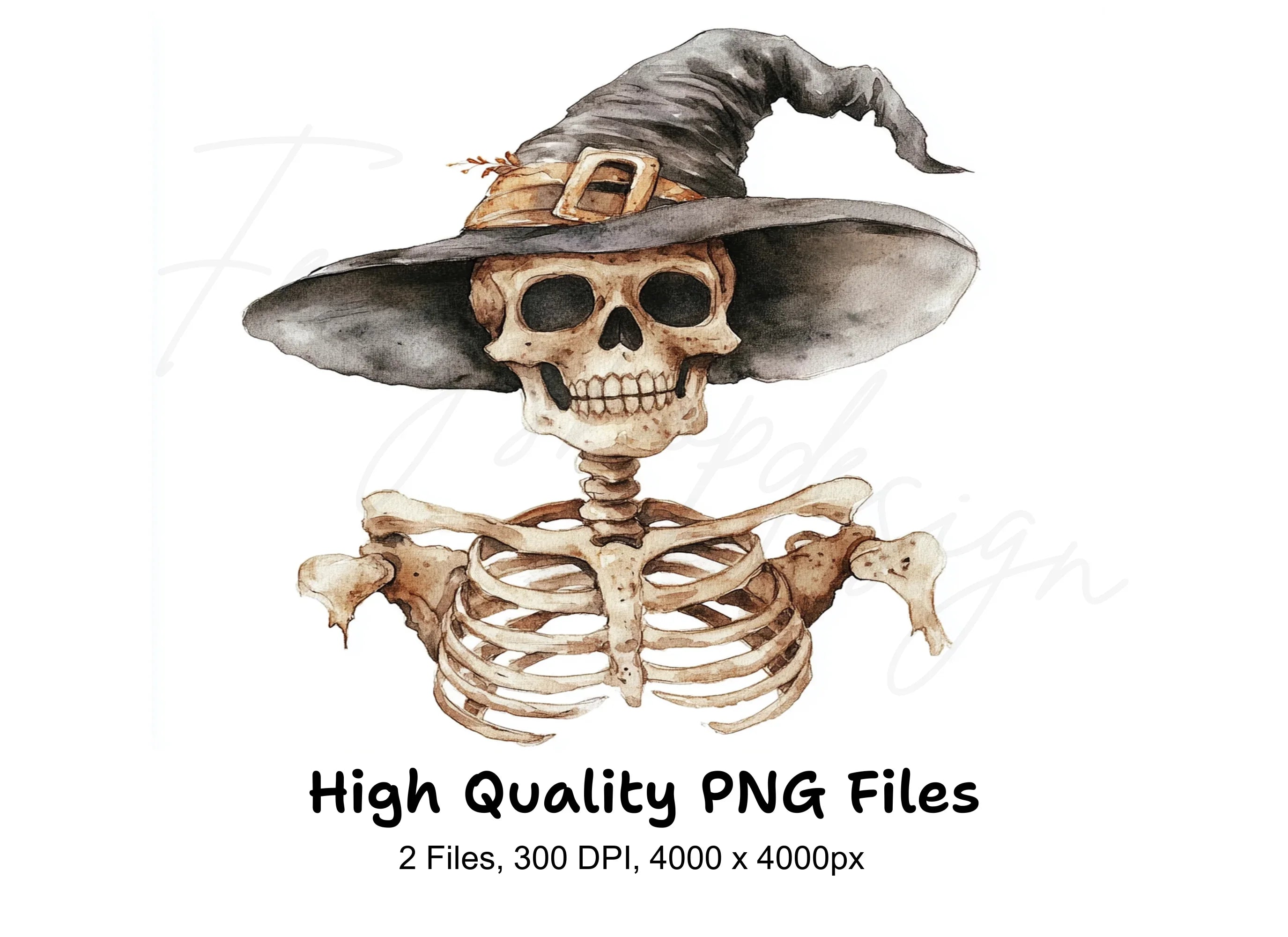 Spooky Skeleton Witch Hat Clipart Bundle