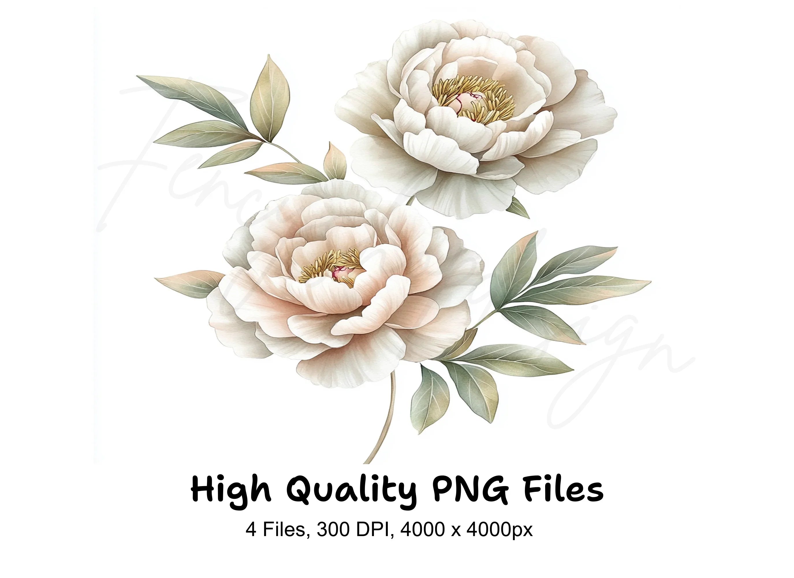 Elegant Peony Flower Clipart Bundle