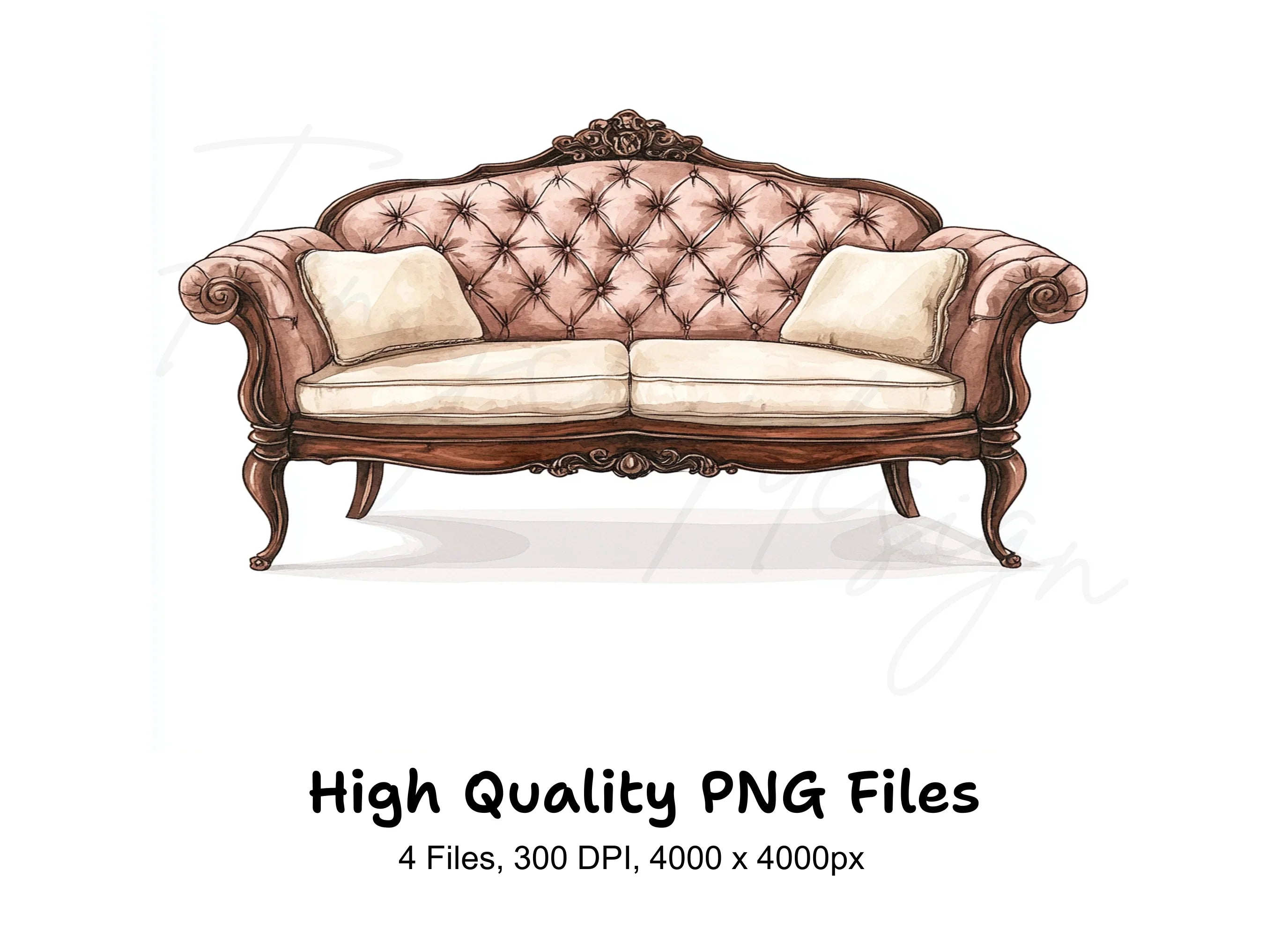 Vintage Sofa Clipart Bundle