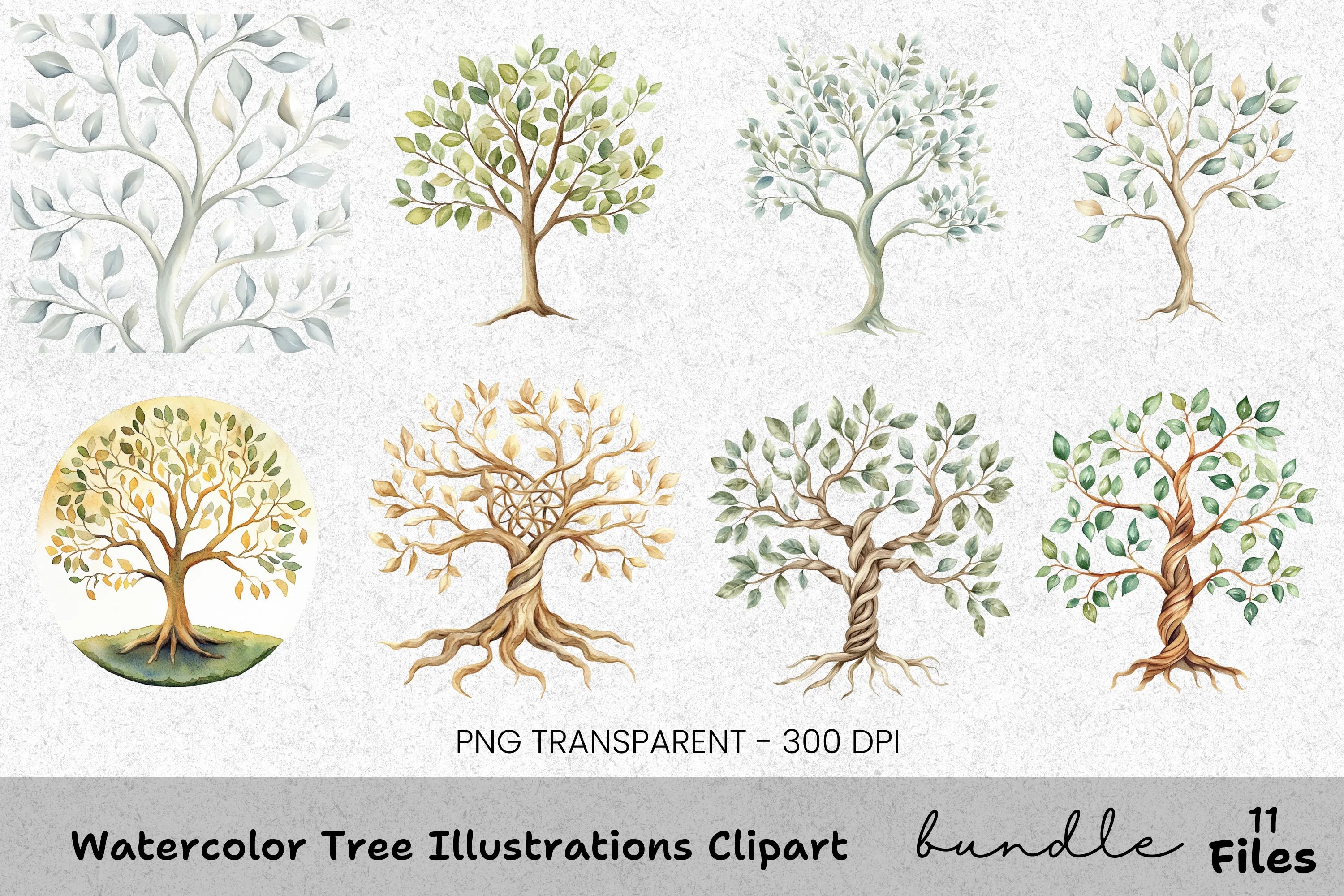 Tree Illustrations Clipart Bundle