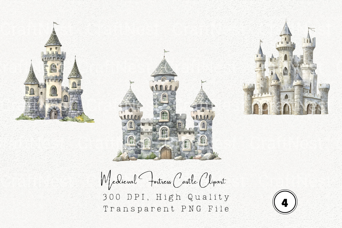 Medieval Fortress Castle Clipart Bundle