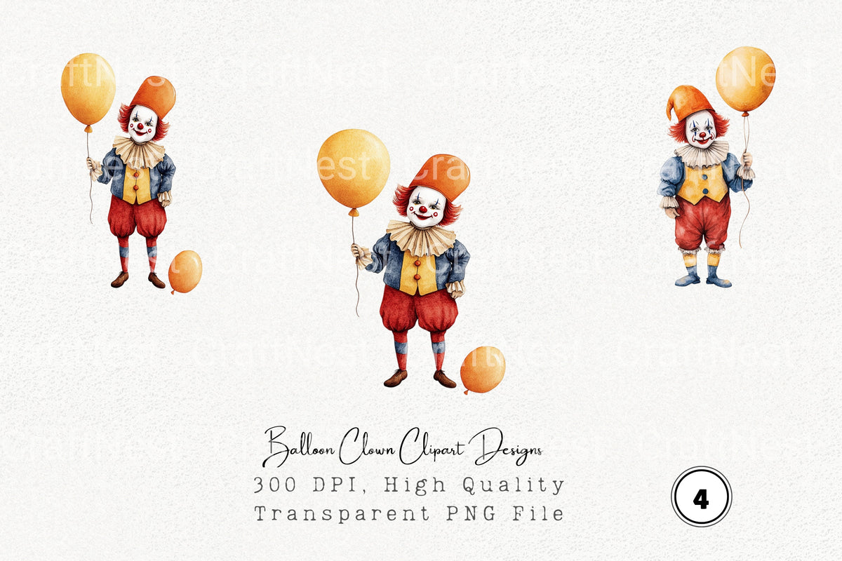 Balloon Clown Designs Clipart Bundle
